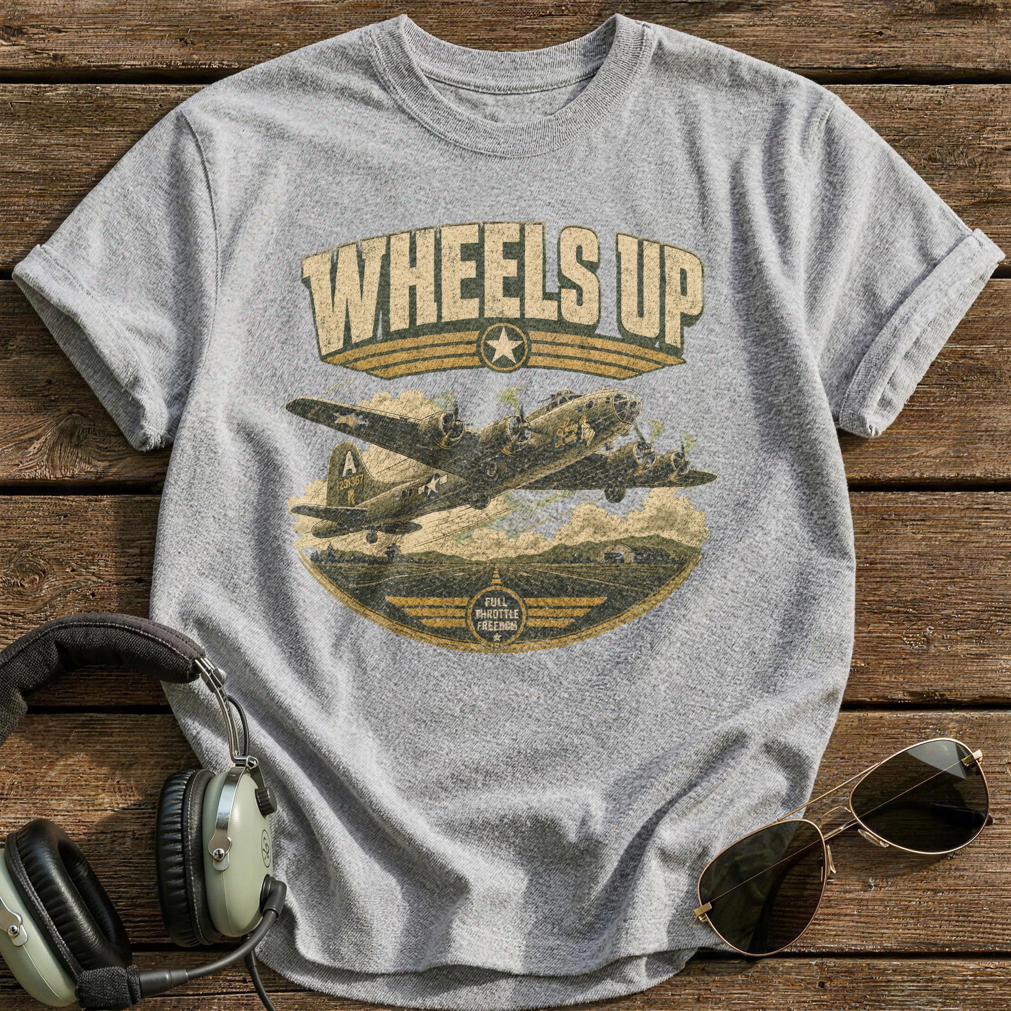Wheels Up Freedom T-Shirt - Sport Grey