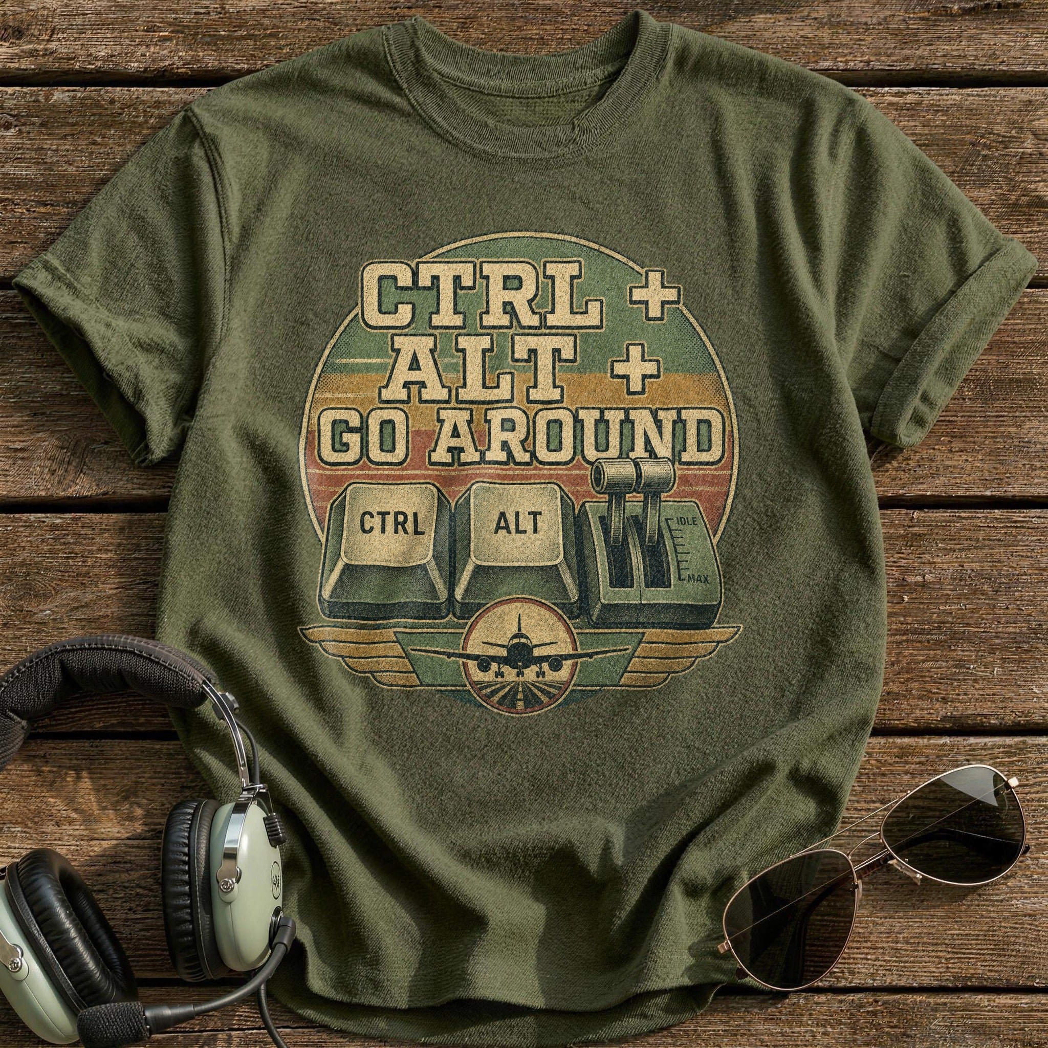 Ctrl + Alt + Go Around T-Shirt - Military Green
