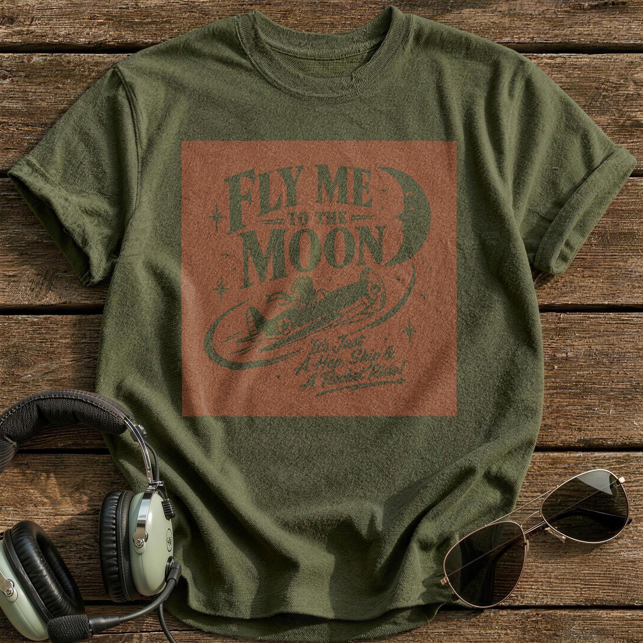 Fly Me to the Moon T-Shirt - Military Green