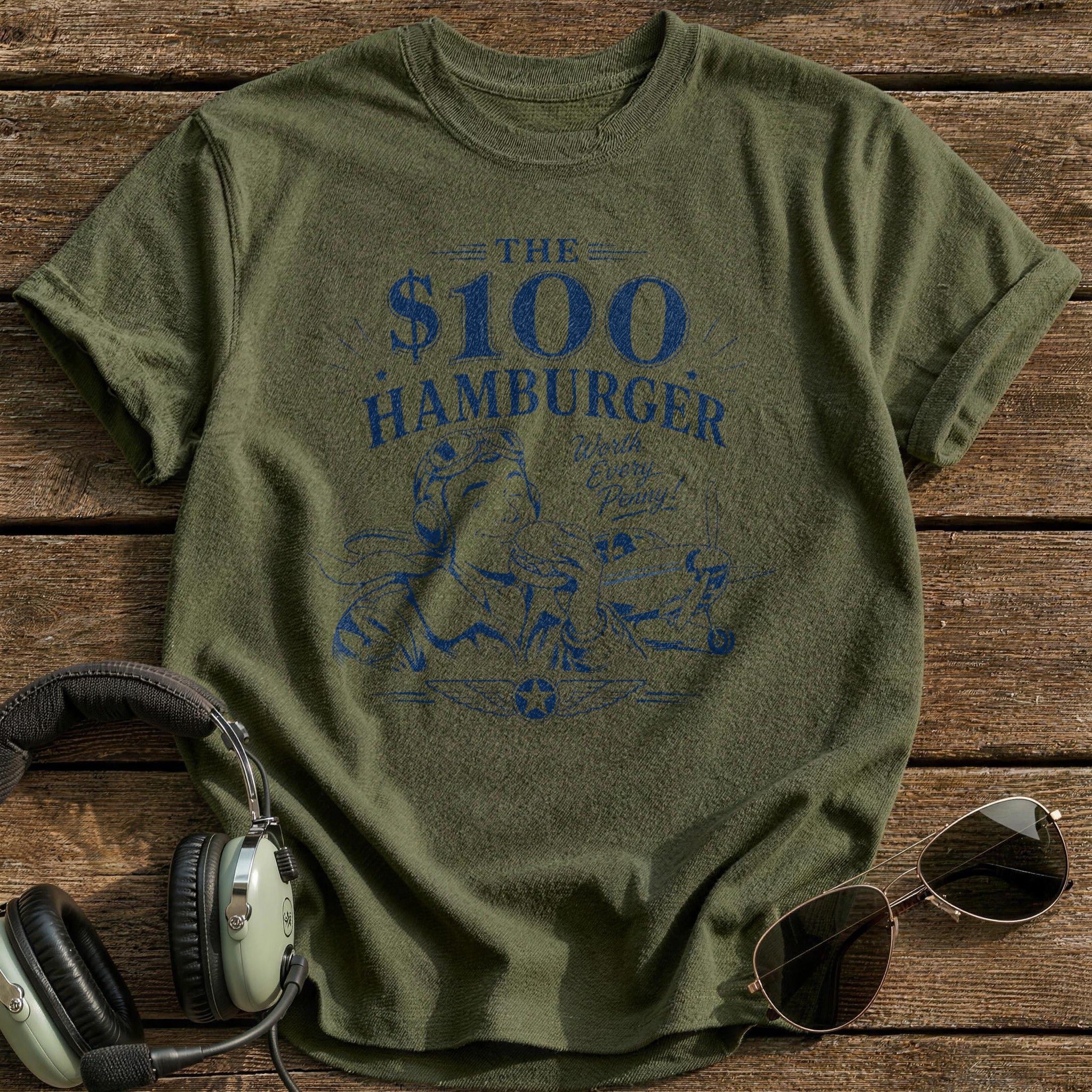 The $100 Hamburger T-Shirt - Military Green