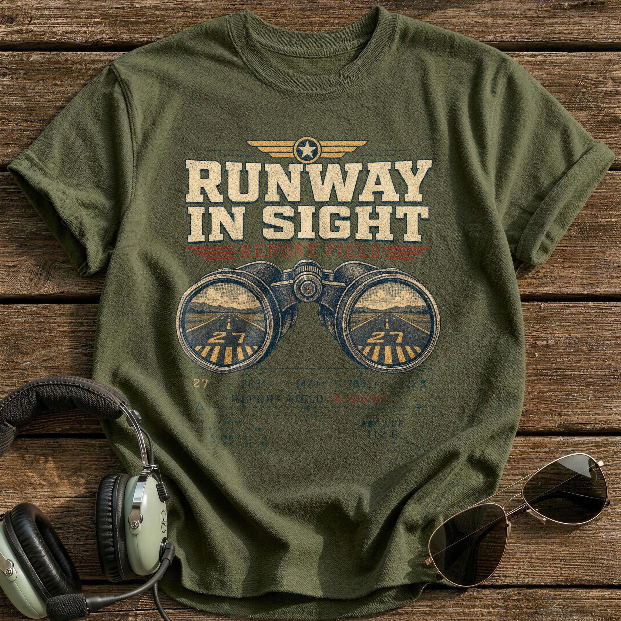 Runway in Sight T-Shirt - Military Green