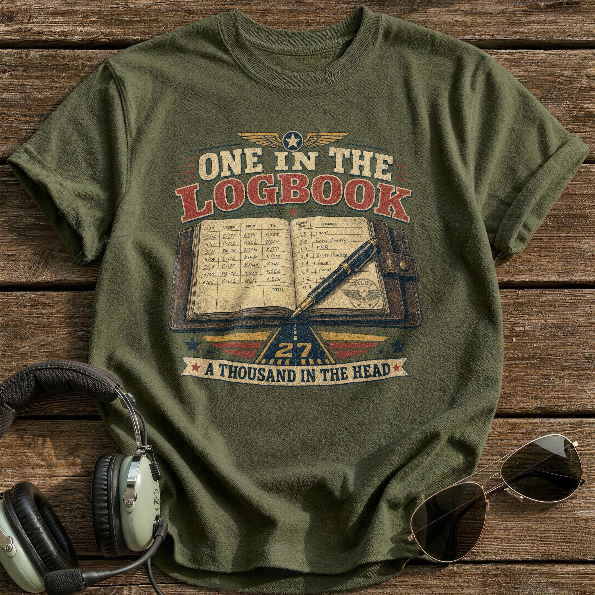 One in the Logbook T-Shirt - Military Green