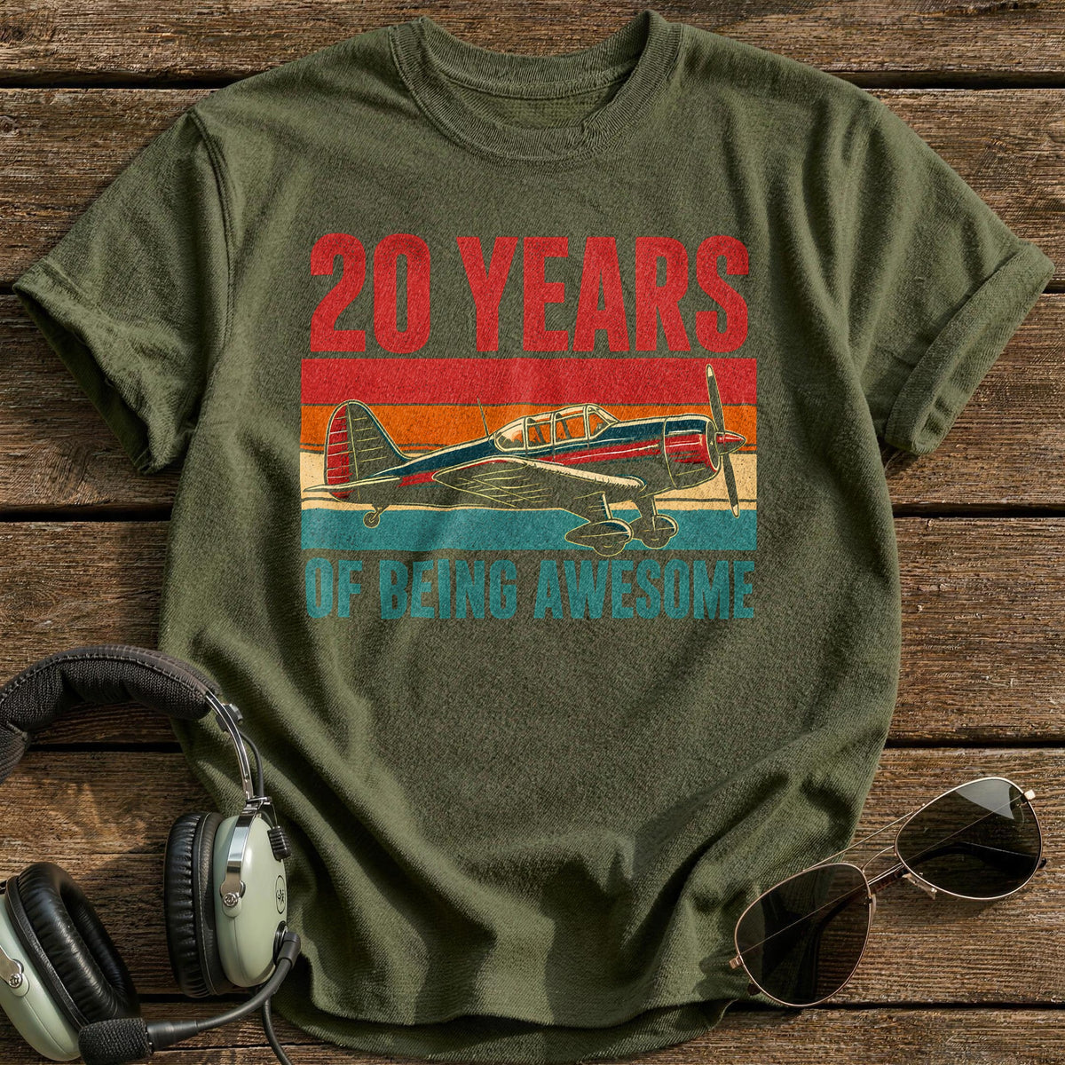 20 Being Awesome T-Shirt - Military Green