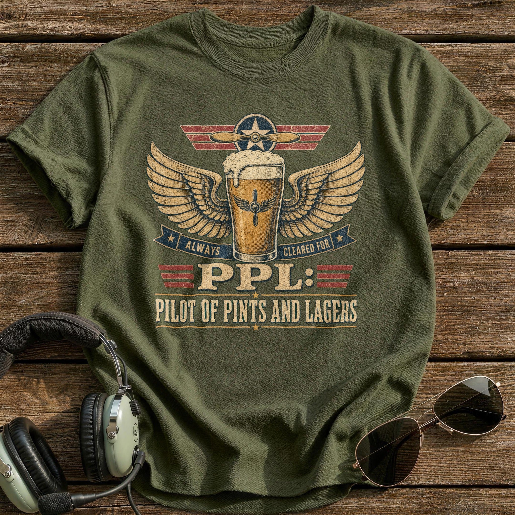 Ppl Pilot of Pints and Lagers T-Shirt - Military Green