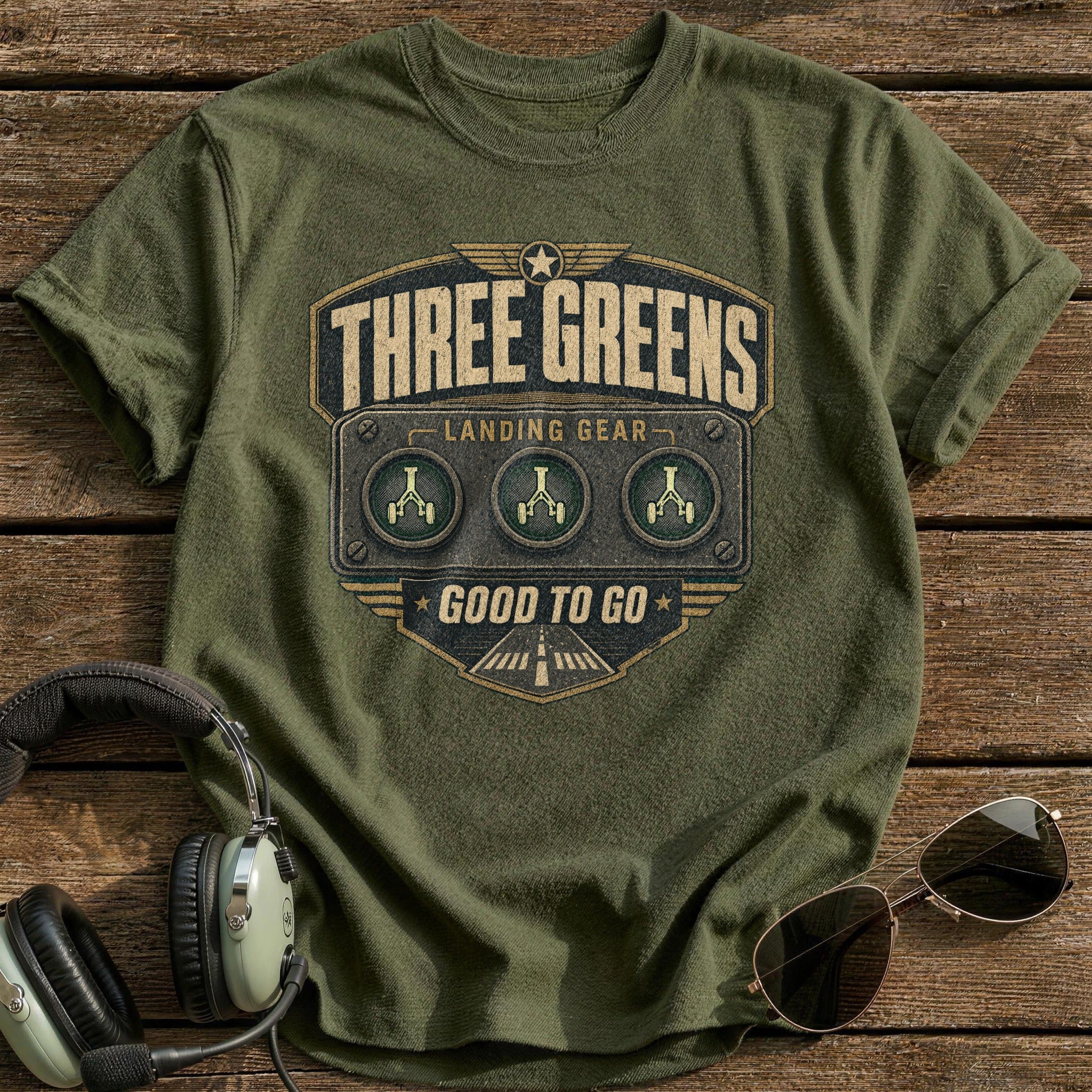 Three Greens T-Shirt - Military Green