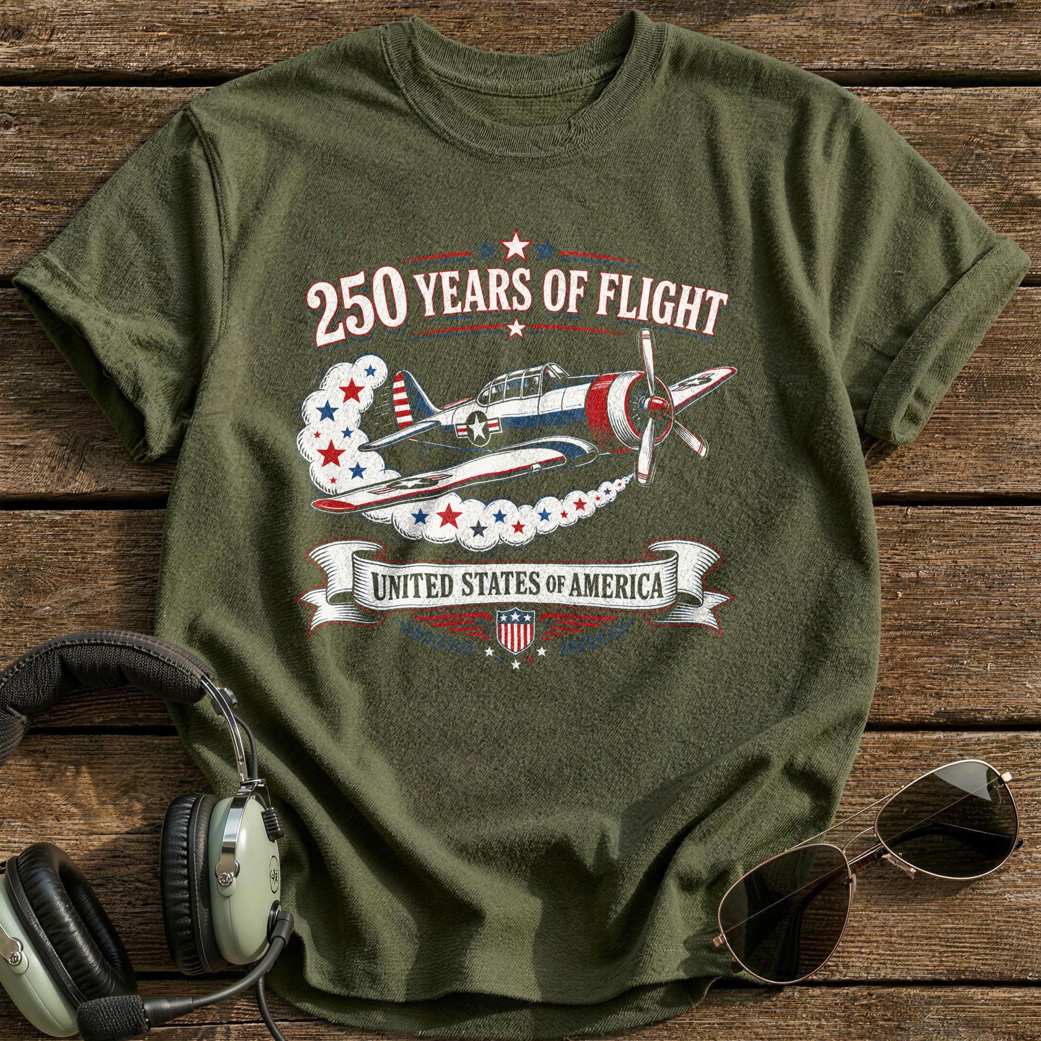 250 Years Of Flight T-Shirt - Military Green