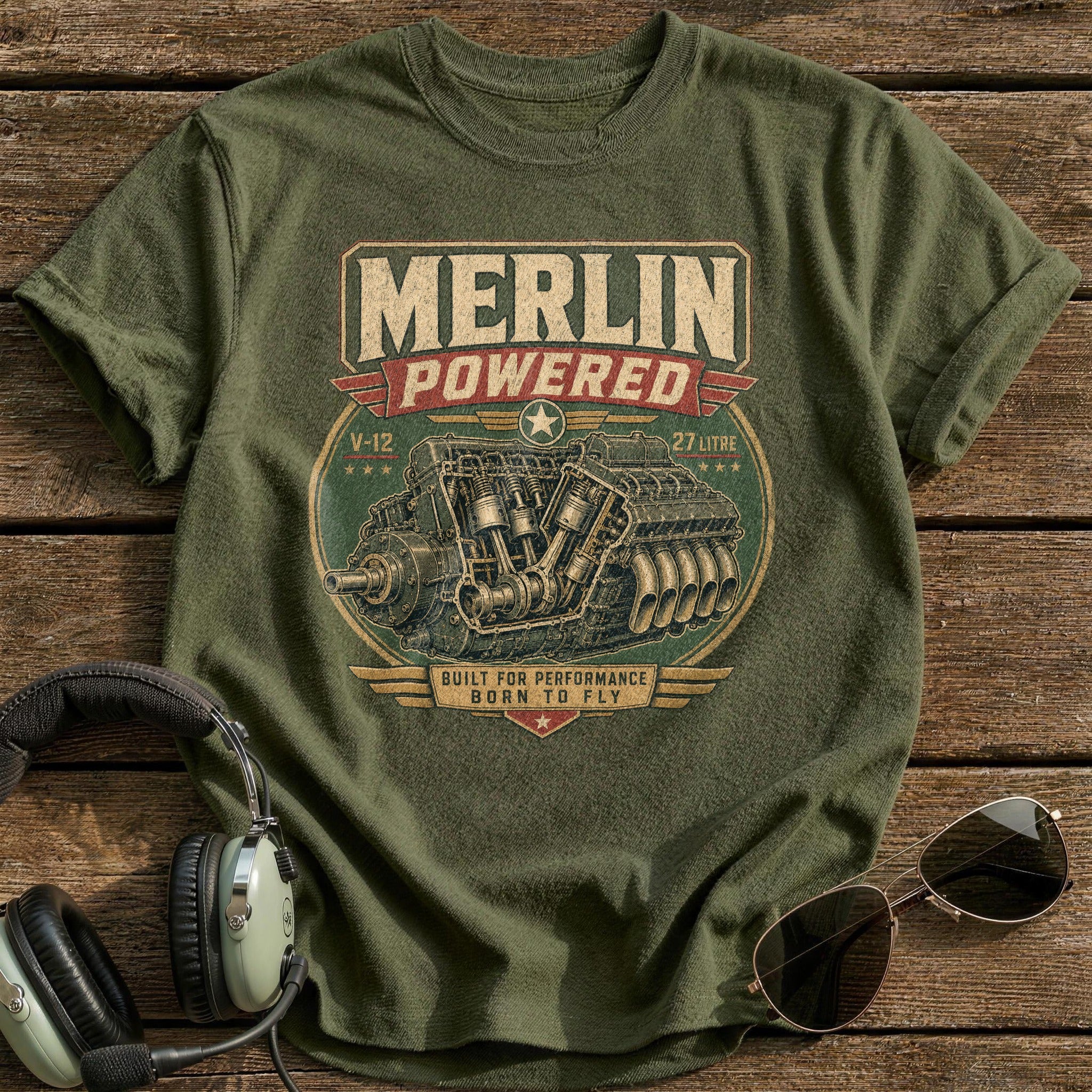 Merlin Powered T-Shirt - Military Green