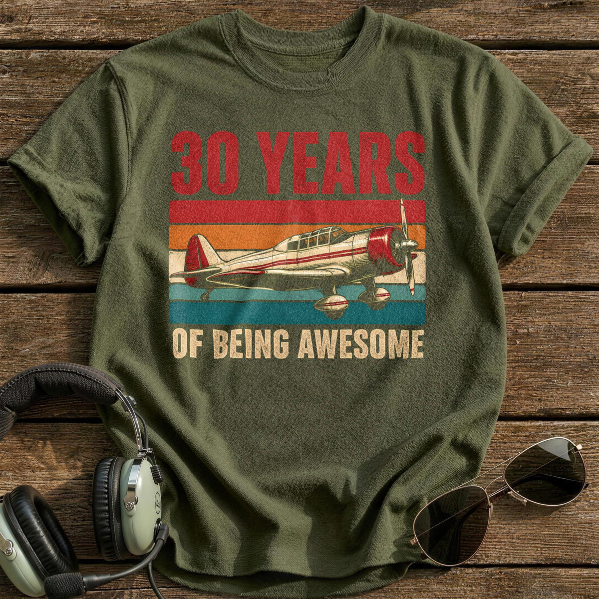 30 Being Awesome T-Shirt - Military Green
