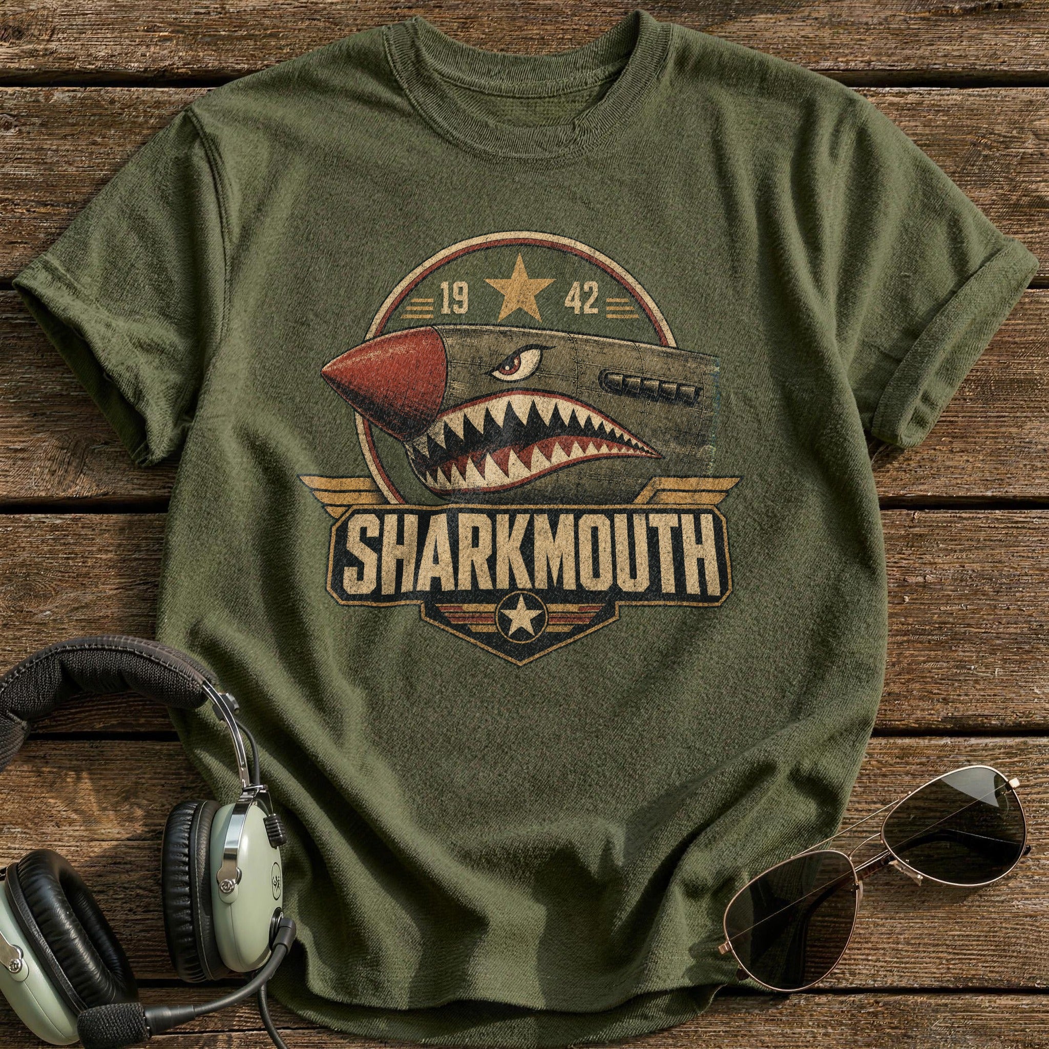 Sharkmouth T-Shirt - Military Green