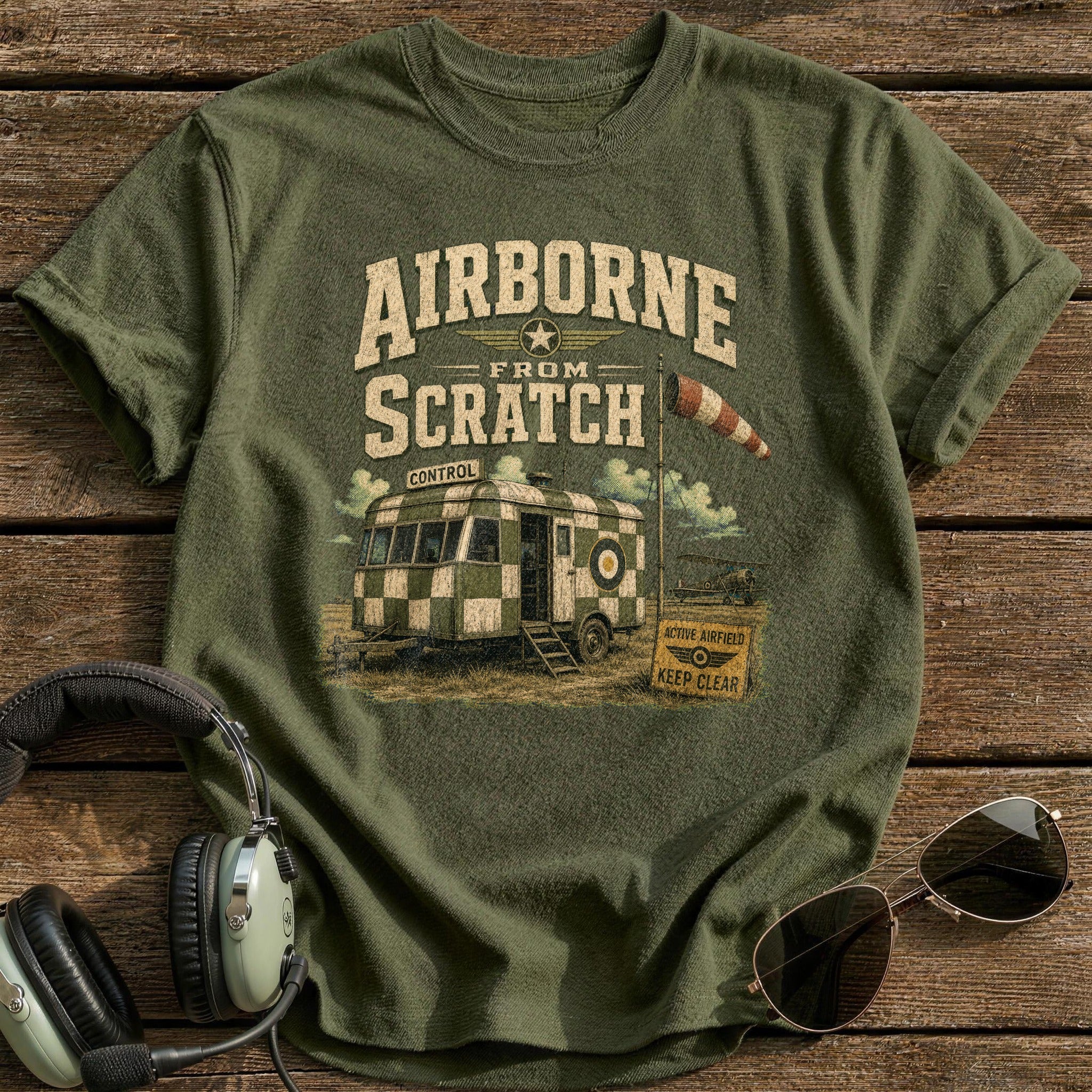 Airborne From Scratch T-Shirt - Military Green