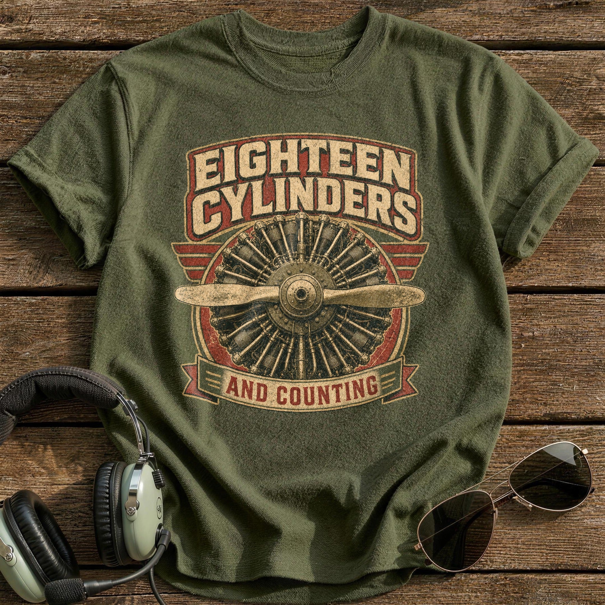 Eighteen Cylinders T-Shirt - Military Green