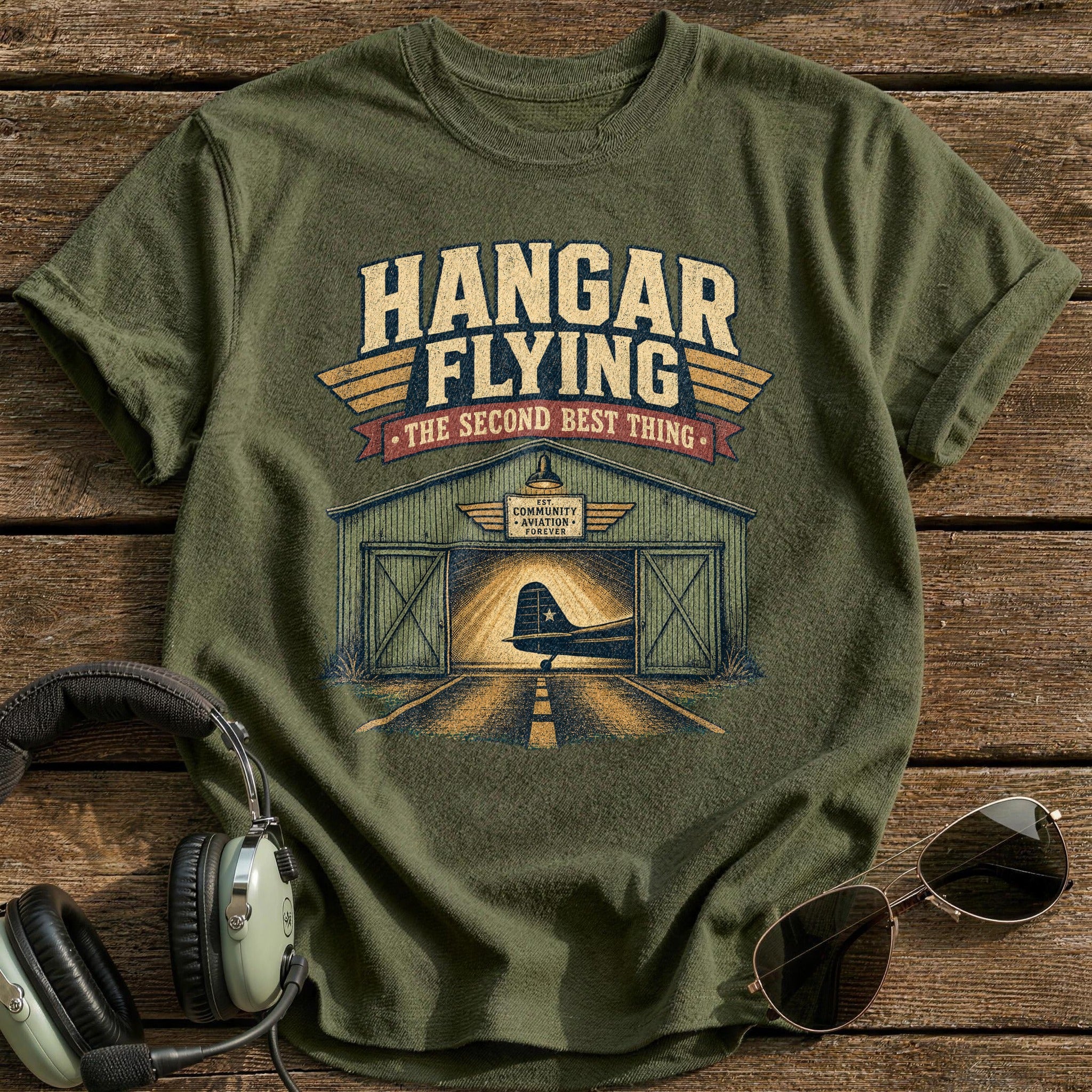 Hangar Flying T-Shirt - Military Green