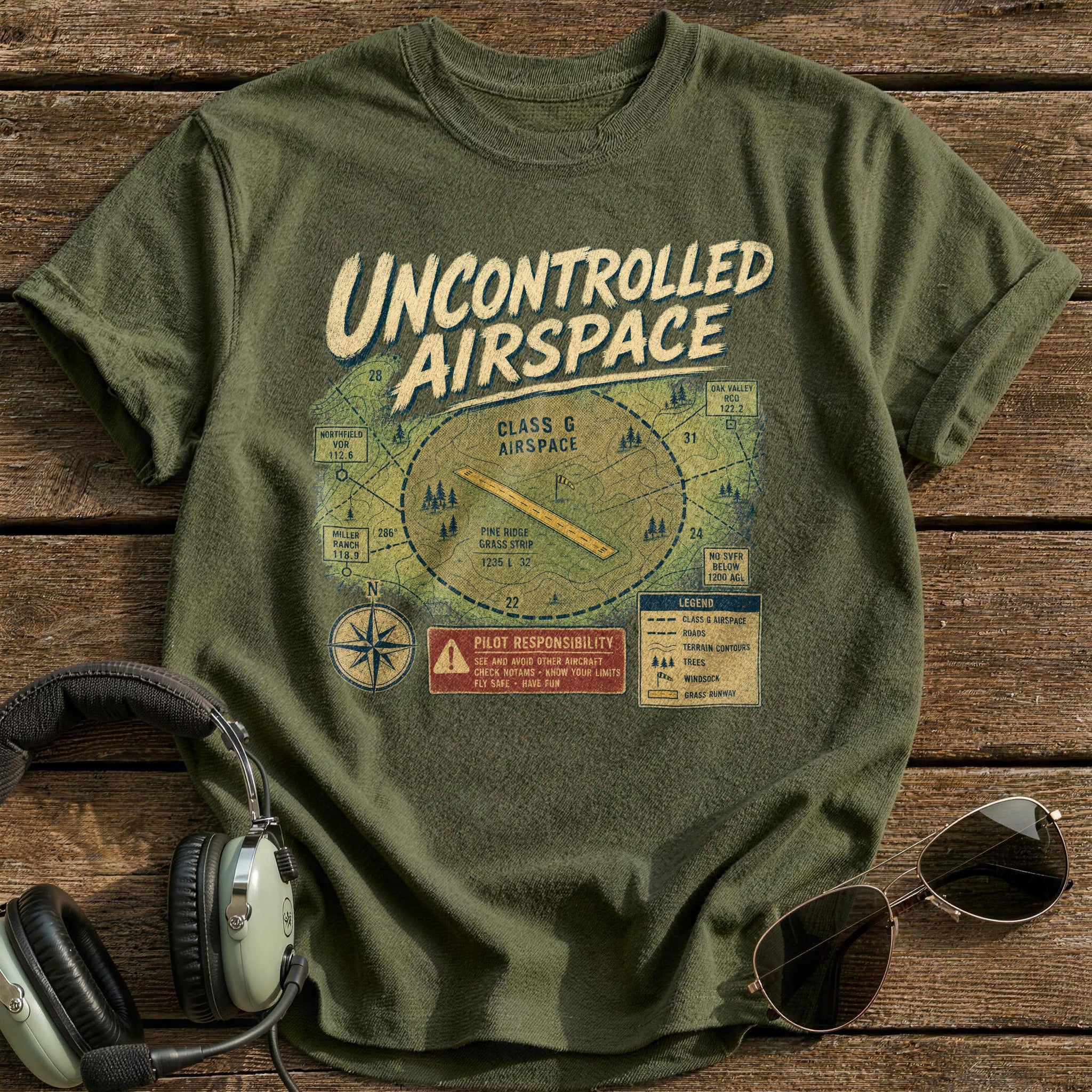 Uncontrolled Airspace T-Shirt - Military Green