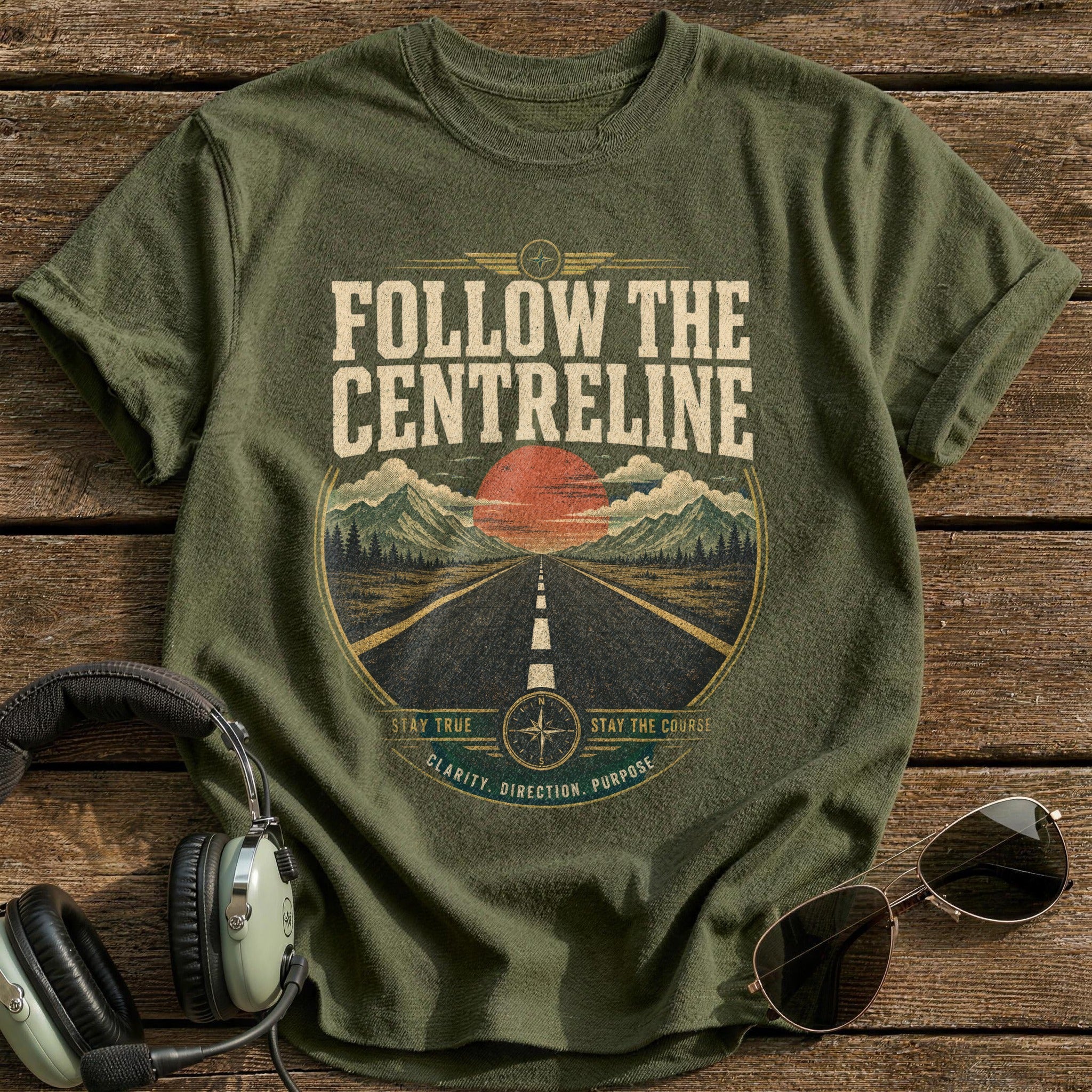 Follow the Centreline T-Shirt - Military Green