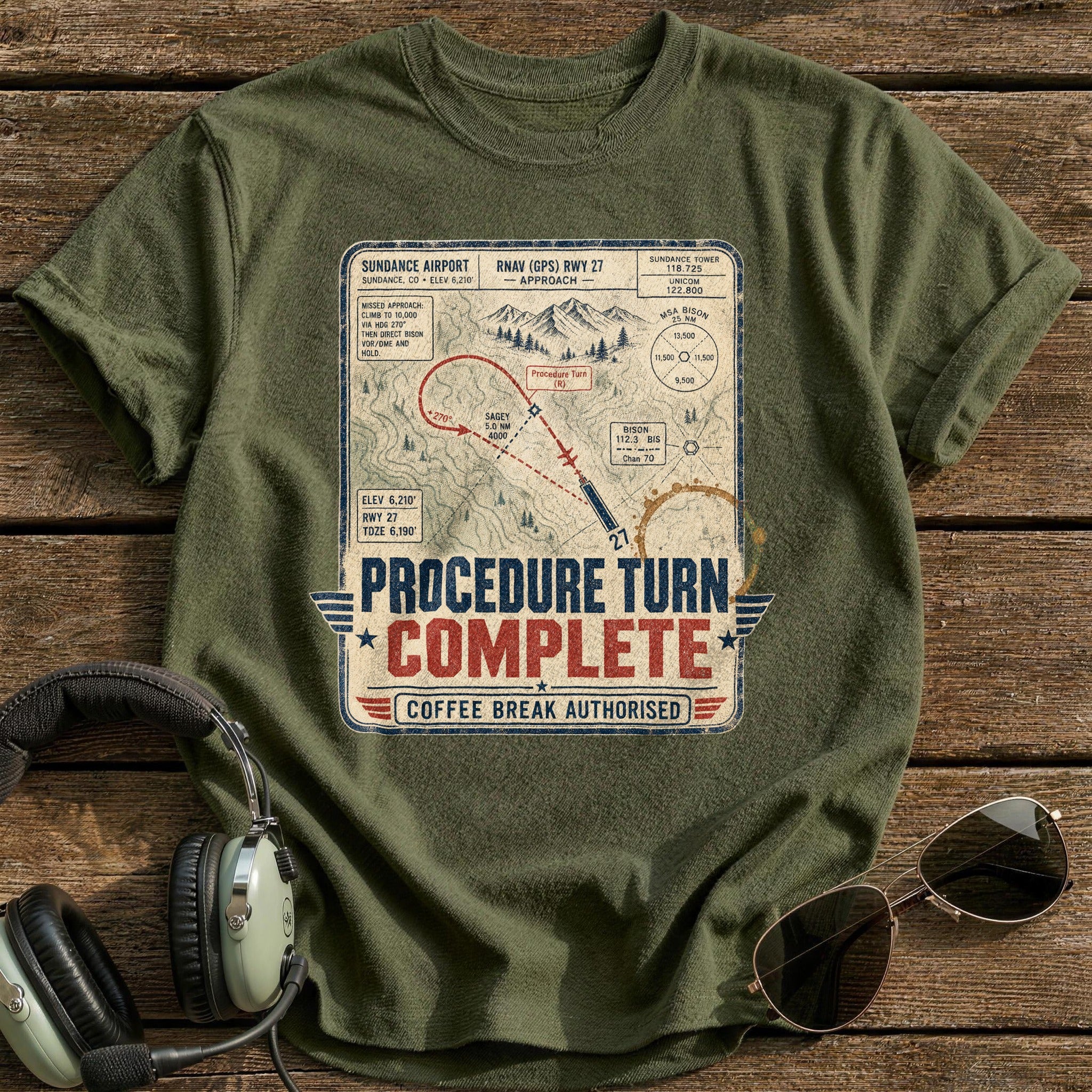 Procedure Turn Complete T-Shirt - Military Green