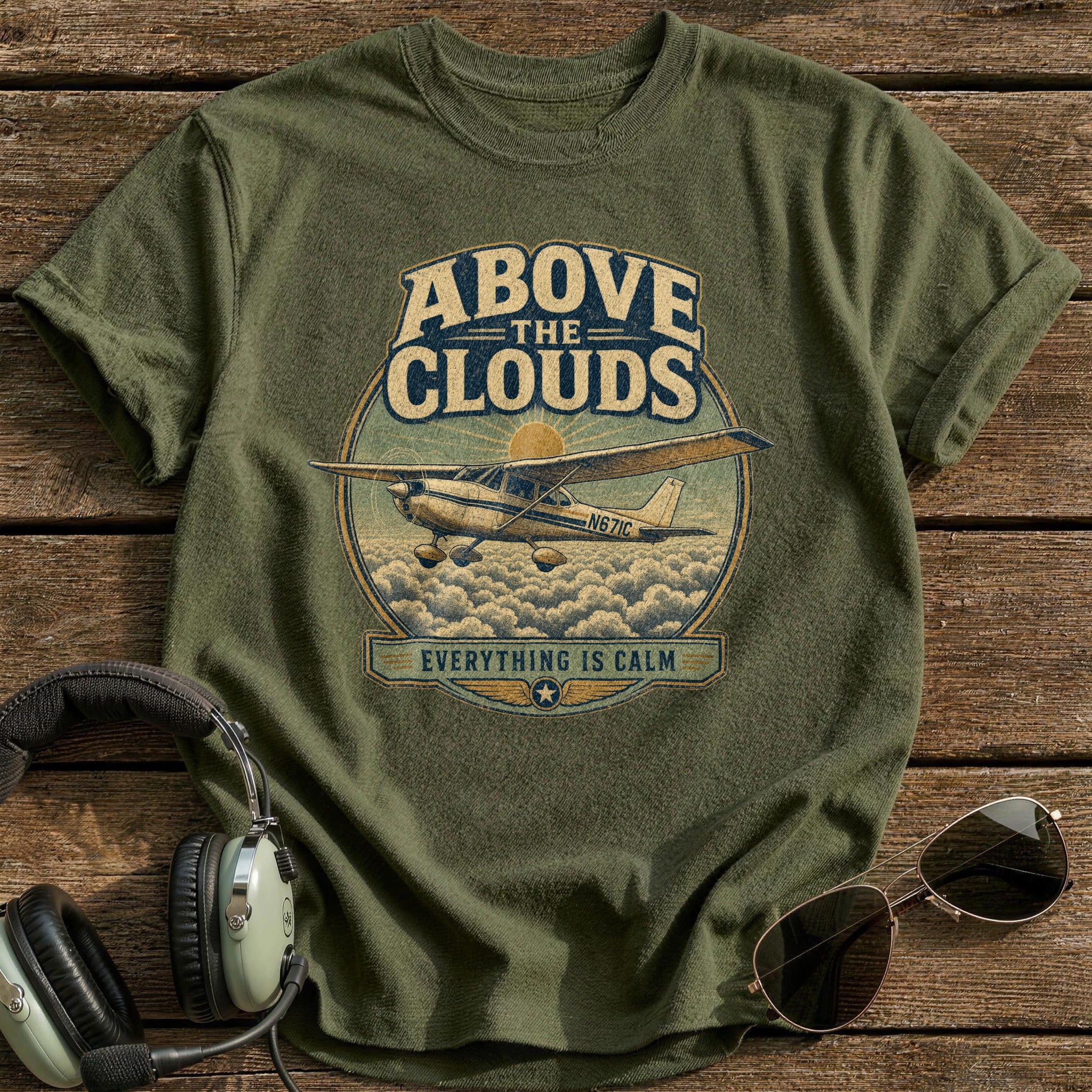 Above the Clouds T-Shirt - Military Green