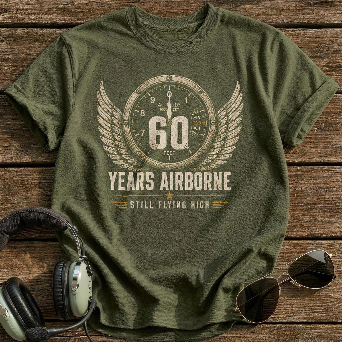 60 Still Flying T-Shirt - Military Green