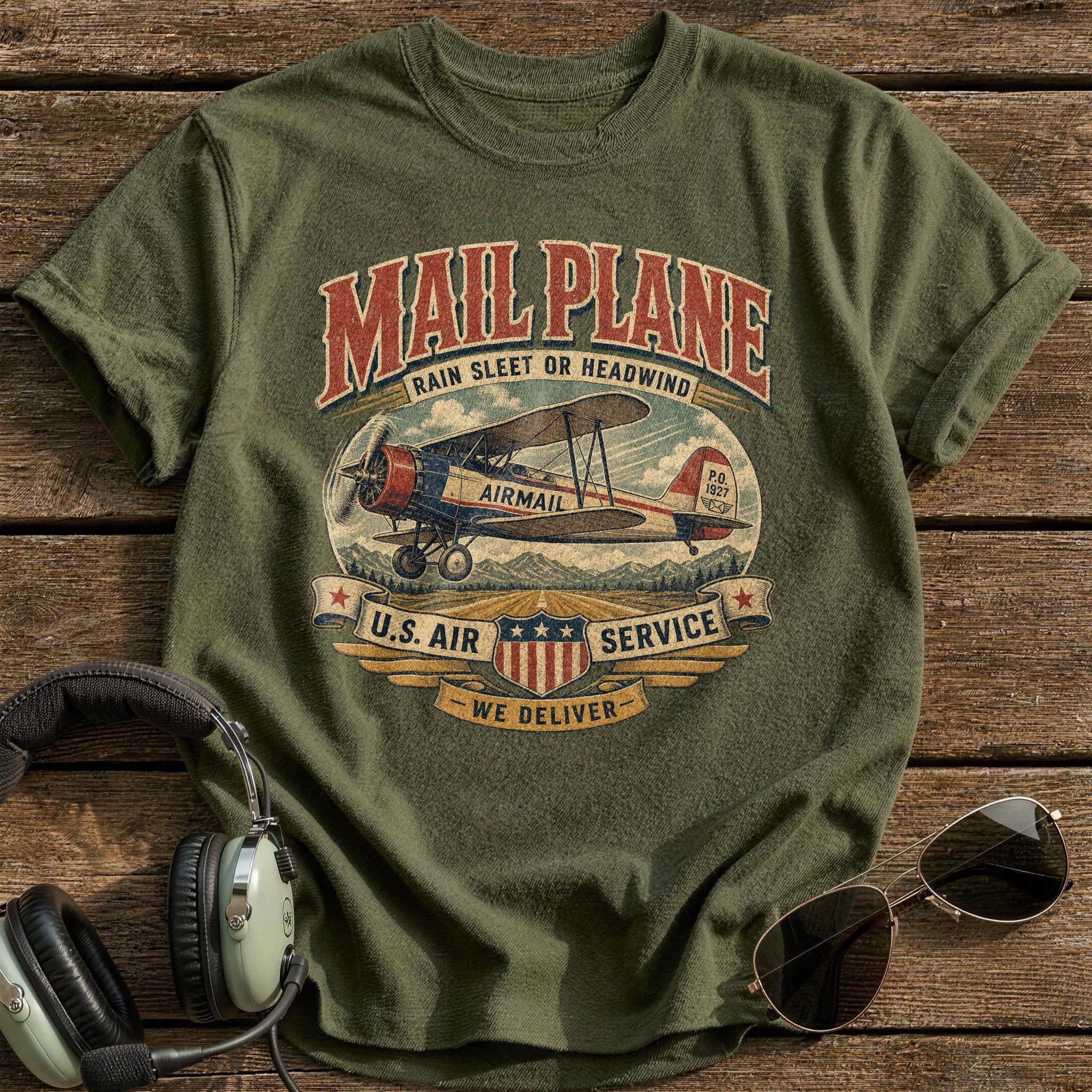 Mail Plane T-Shirt - Military Green