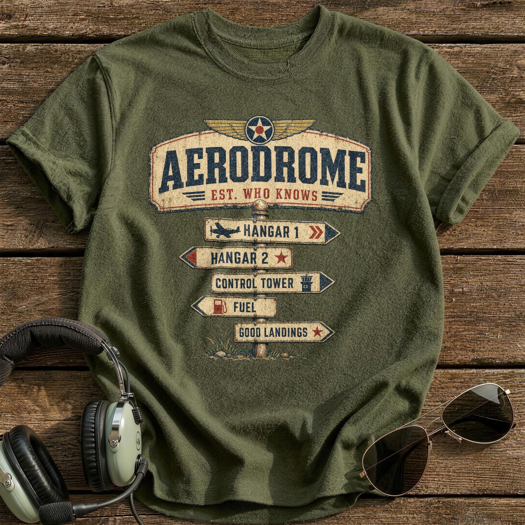 Aerodrome T-Shirt - Military Green