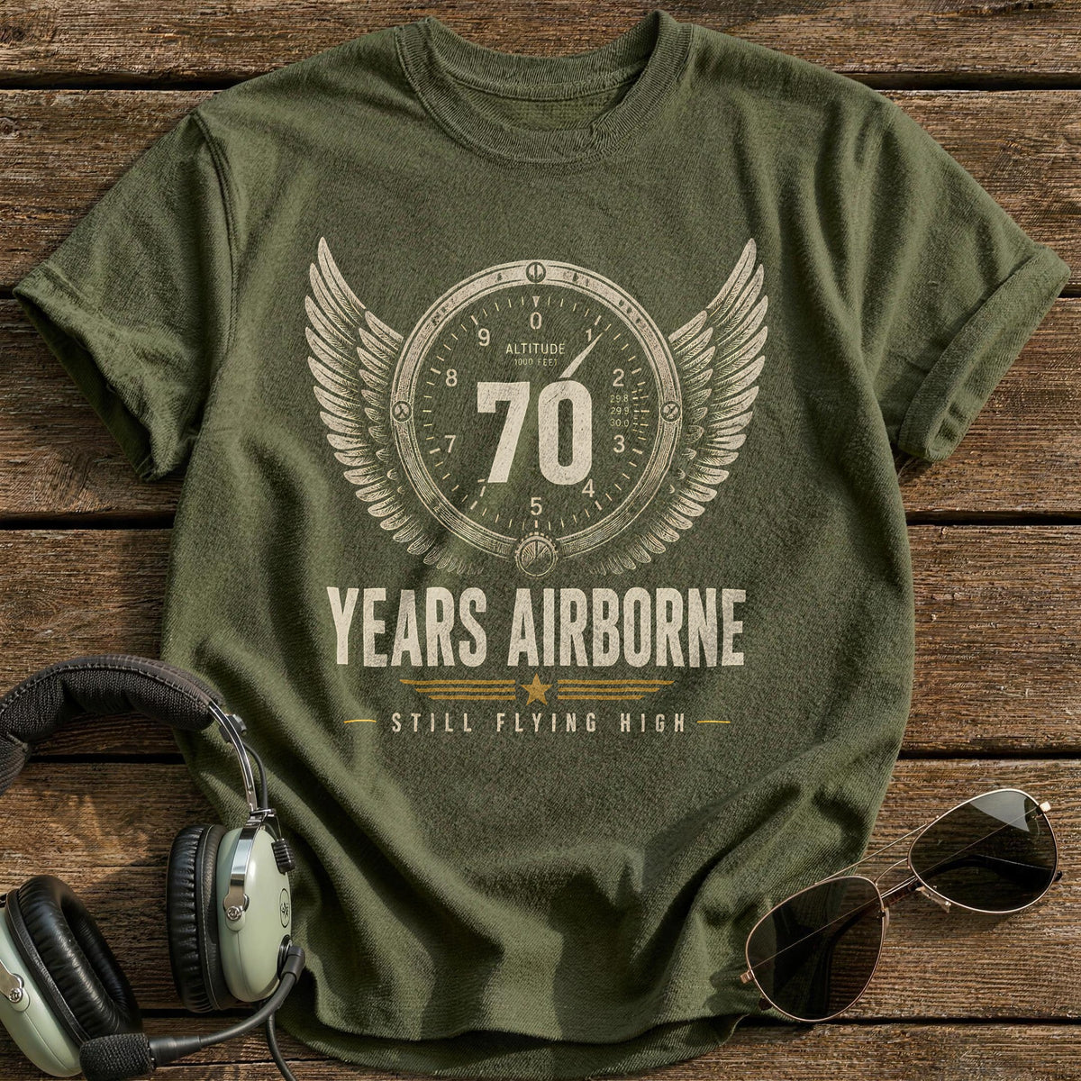 70 Still Flying T-Shirt - Military Green