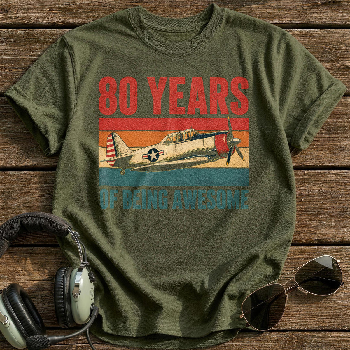 80 Being Awesome T-Shirt - Military Green