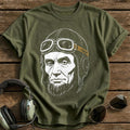 Abraham Lincoln Aviator (Muted Amber) T-Shirt - Military Green