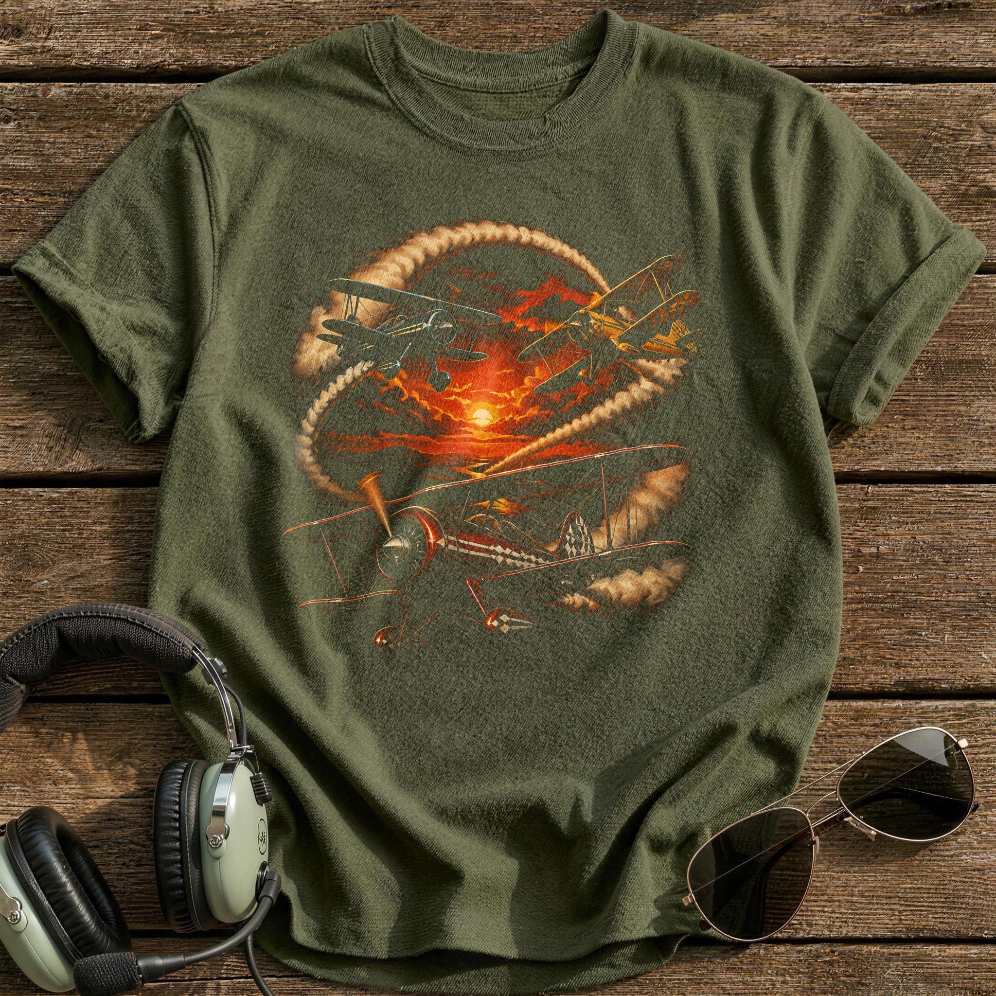 Aerobatic Sunset T-Shirt - Military Green