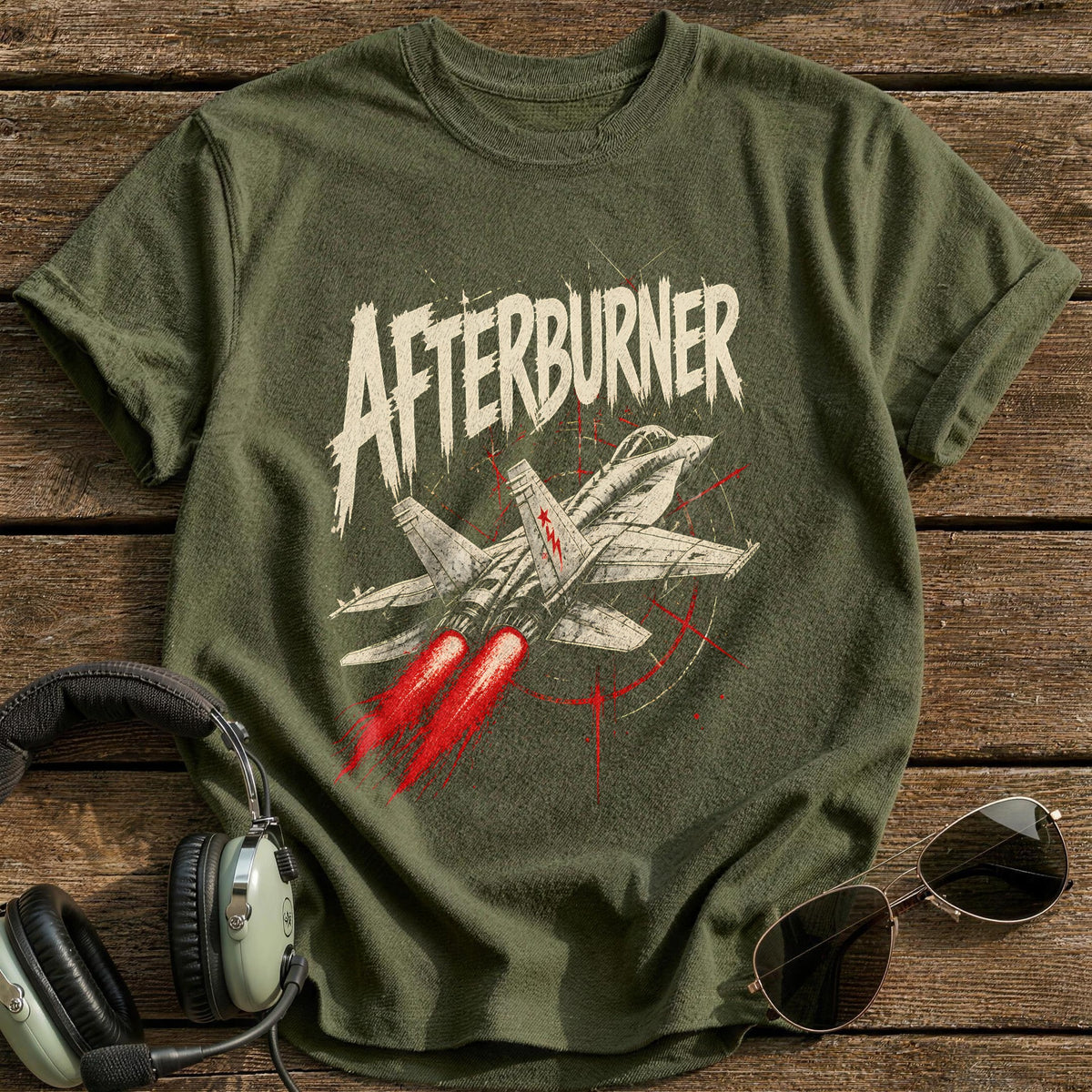Afterburner Grunge 29 T-Shirt - Military Green
