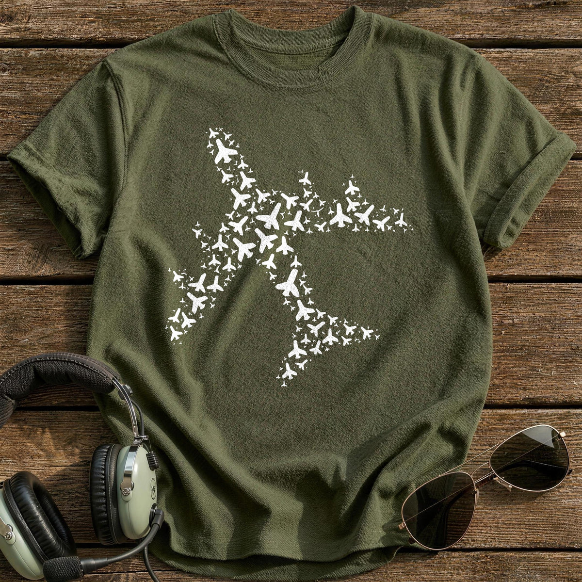 Airplane Made Of Planes T-Shirt - Military Green