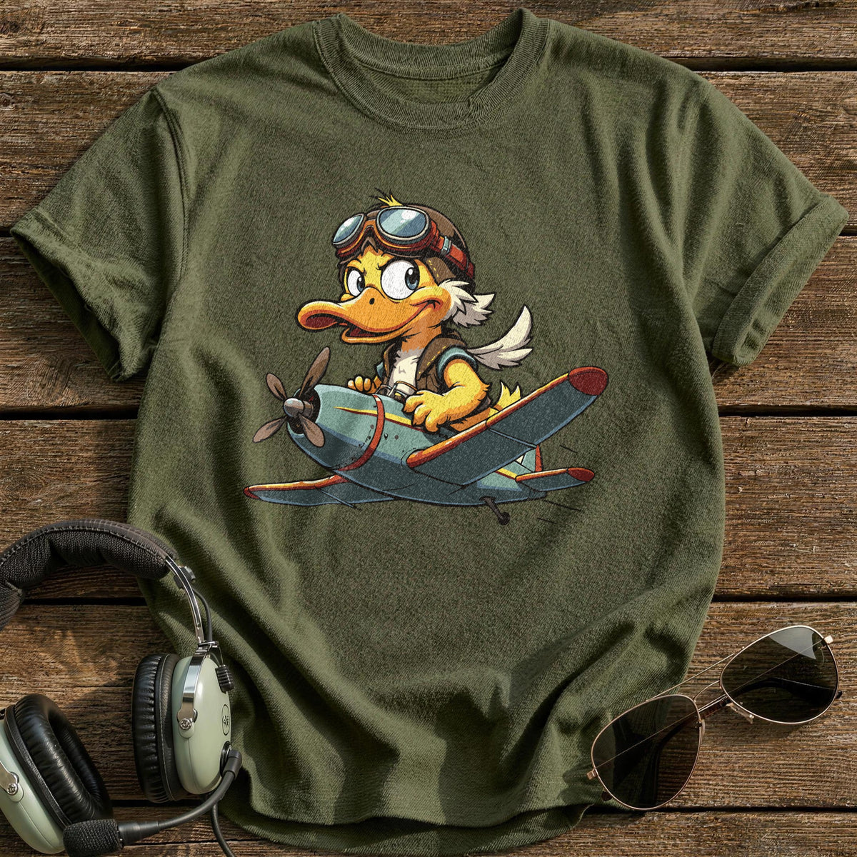 Angry Duck Pilot T-Shirt - Military Green