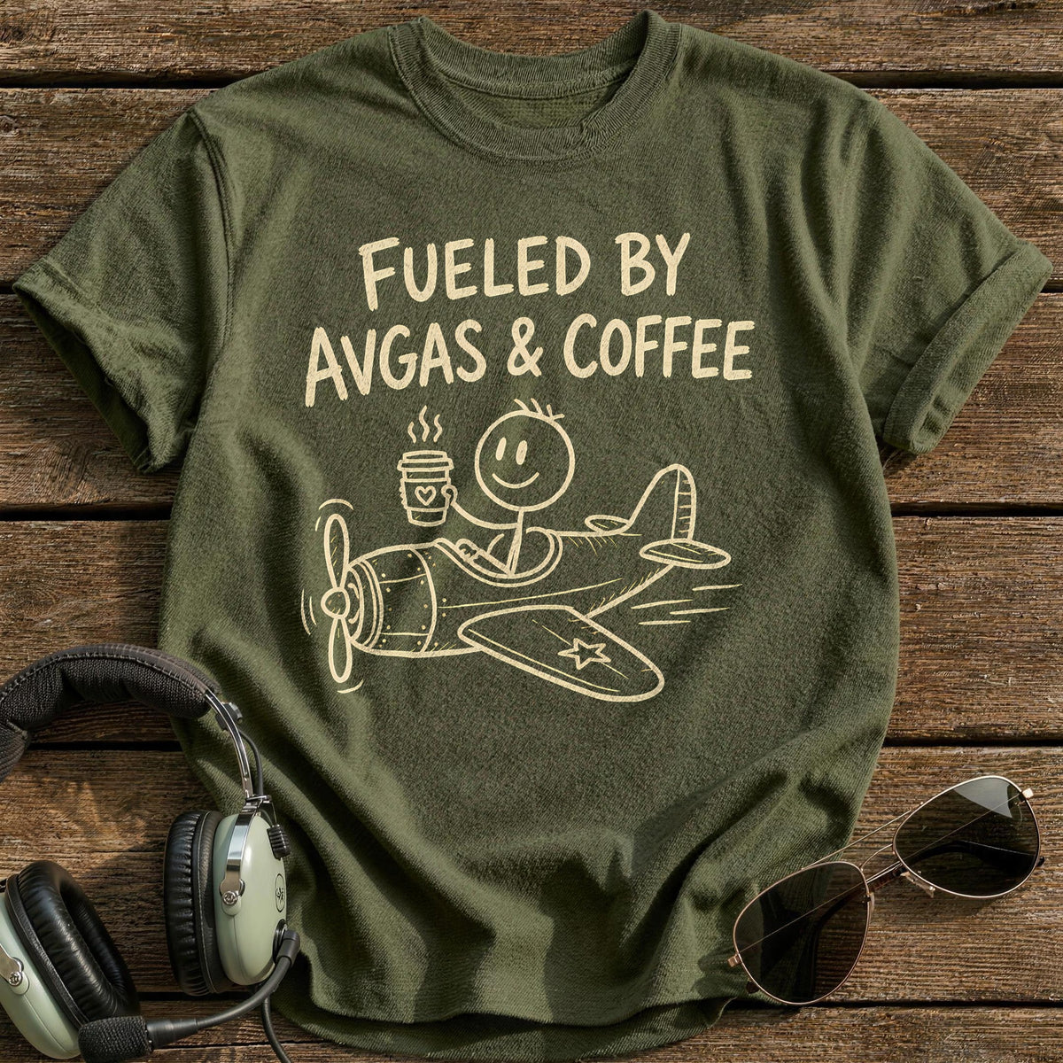 Avgas Coffee 36 T-Shirt - Military Green
