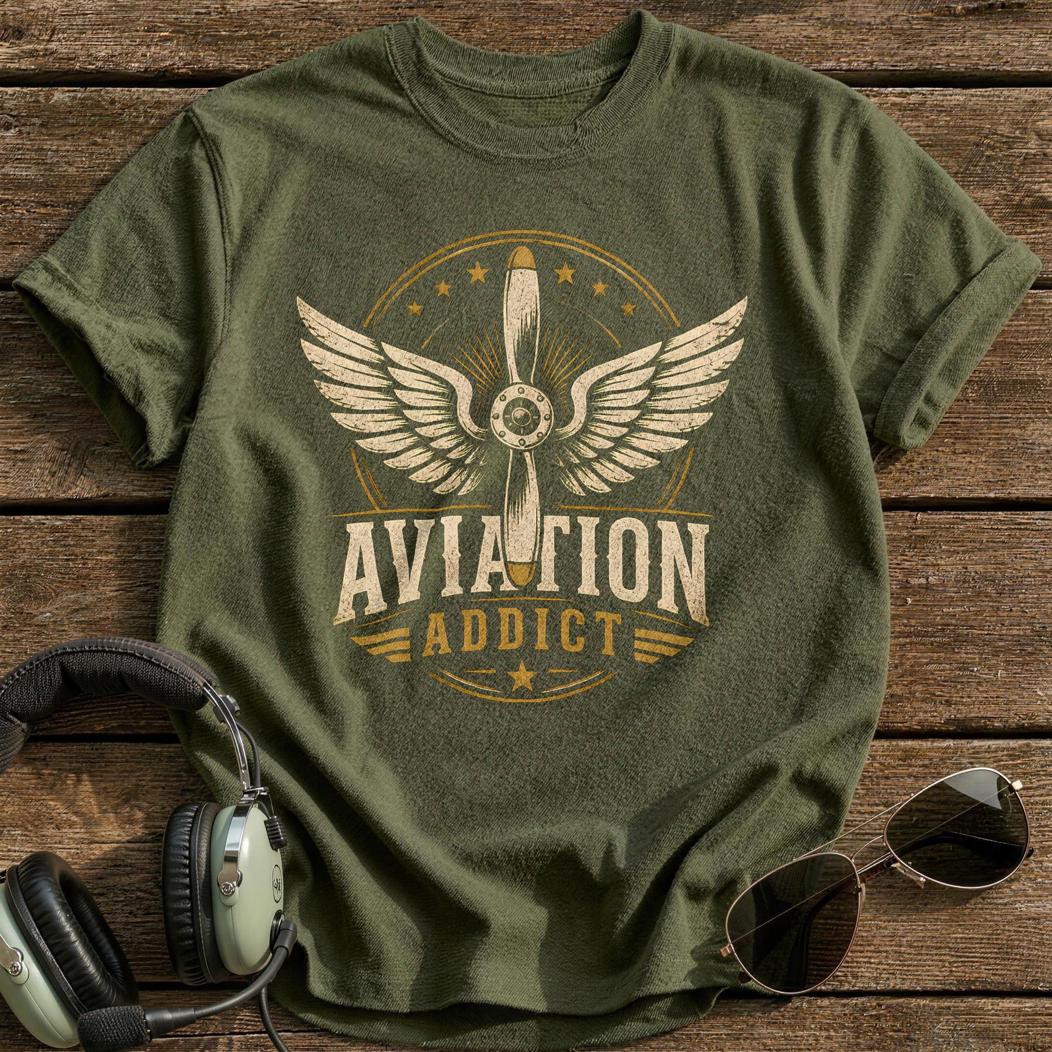 Aviation Addict 11 T-Shirt - Military Green