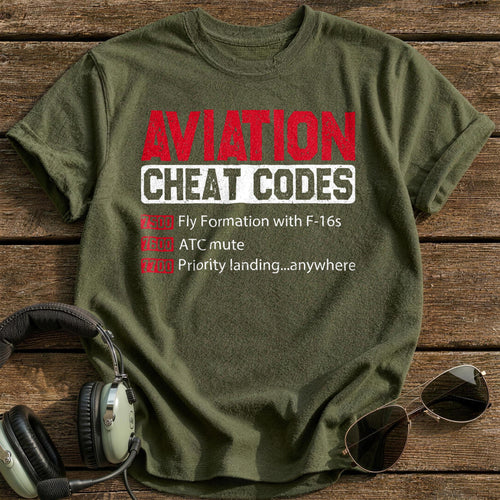 Aviation Cheat Codes T-Shirt - Military Green