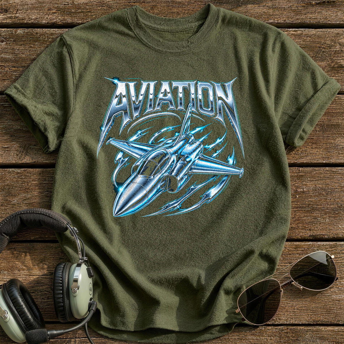 Aviation Chrome Y2K 73 T-Shirt - Military Green