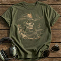 Barnstormer Skull Cowboy Hat T-Shirt - Military Green