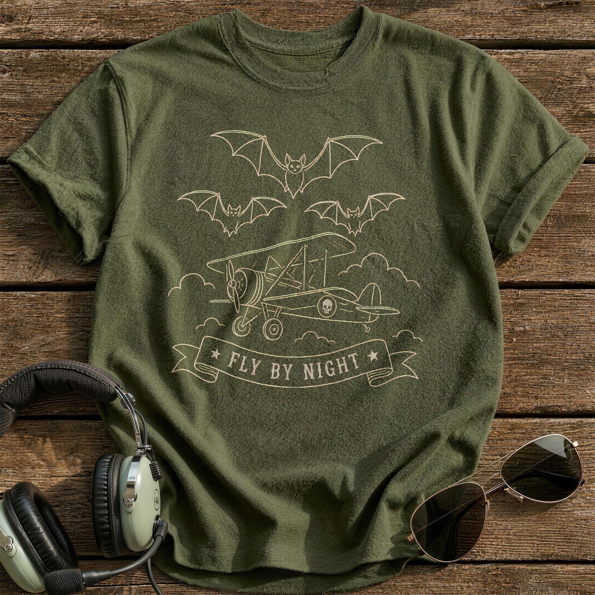 Bats Biplane Banner 82 - Military Green