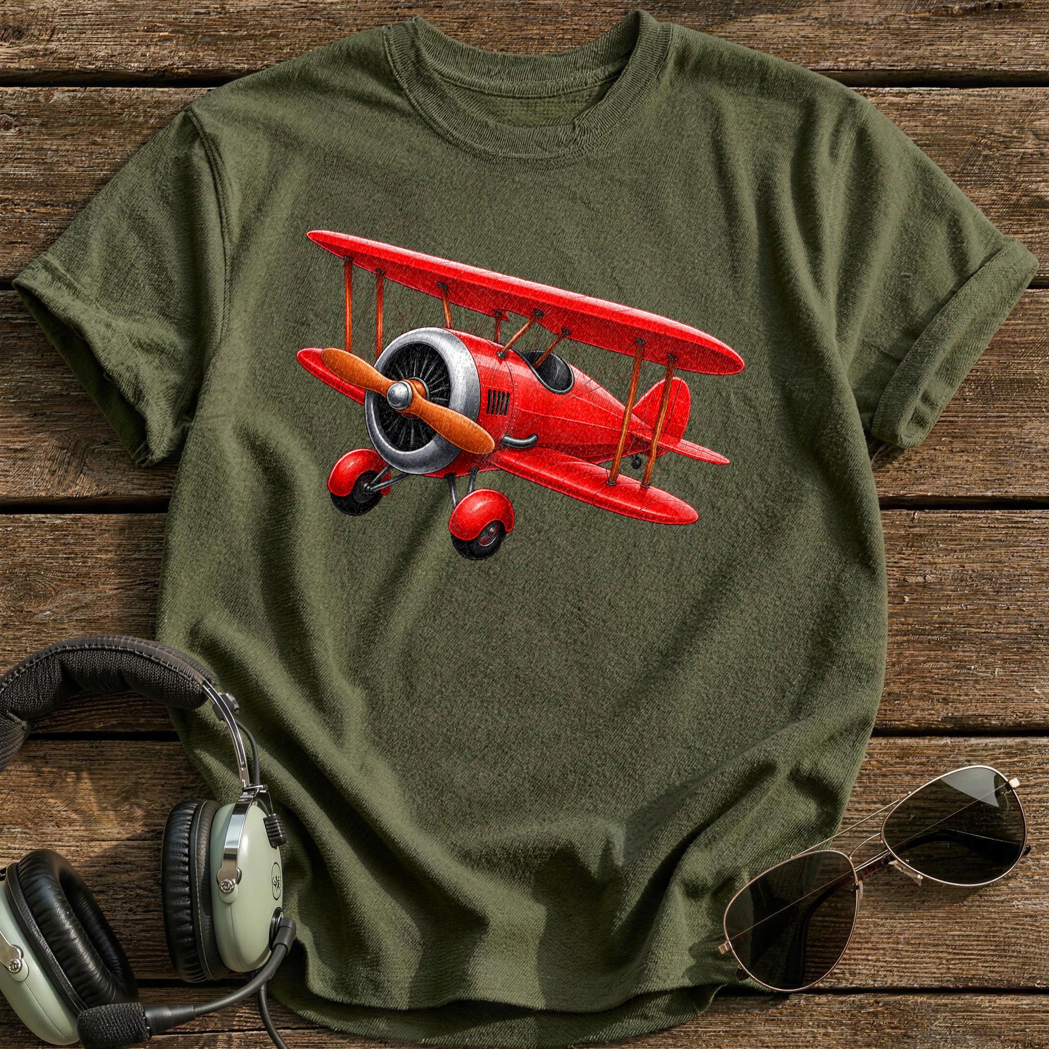 Biplane 33 T-Shirt - Military Green