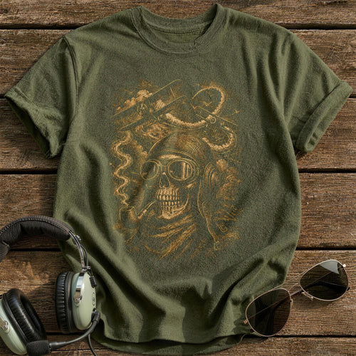 Biplane Dogfight 93 T-Shirt - Military Green