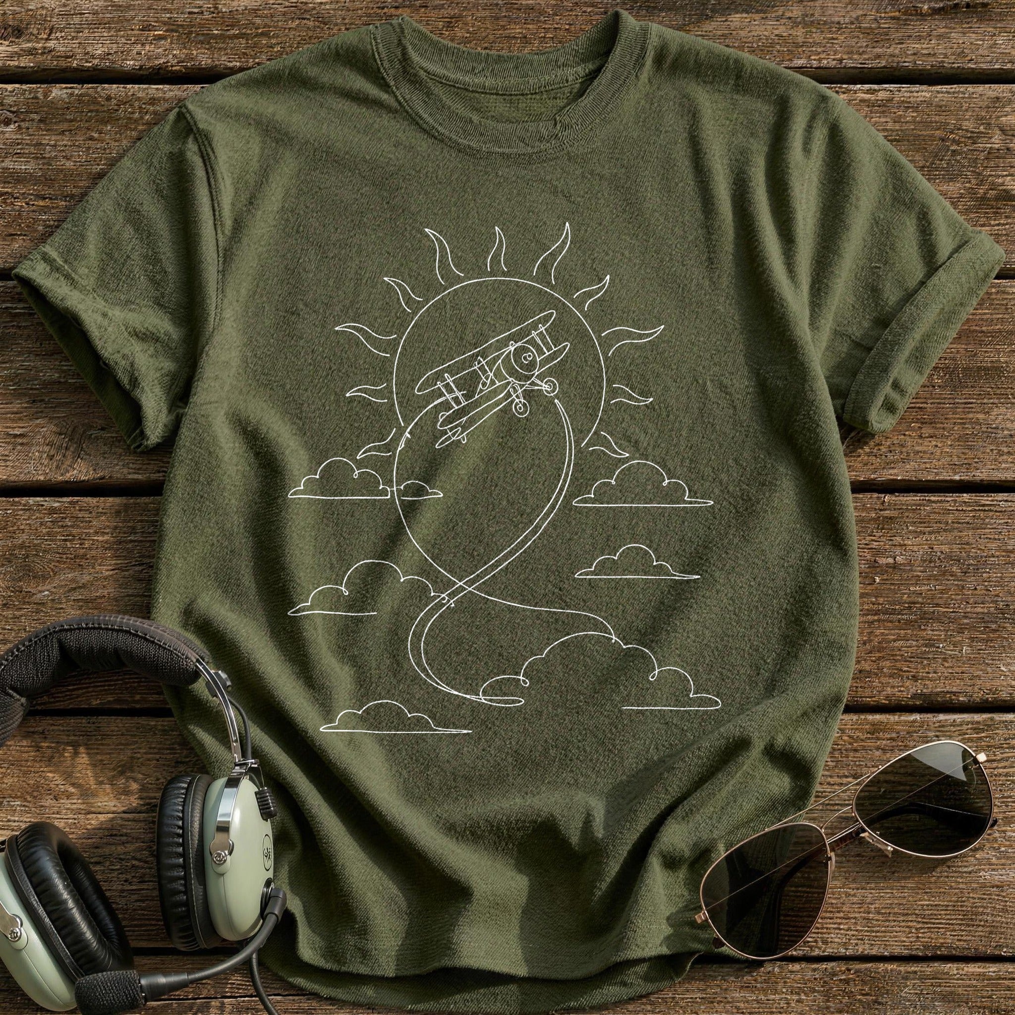 Biplane Loop Sun 35 T-Shirt - Military Green