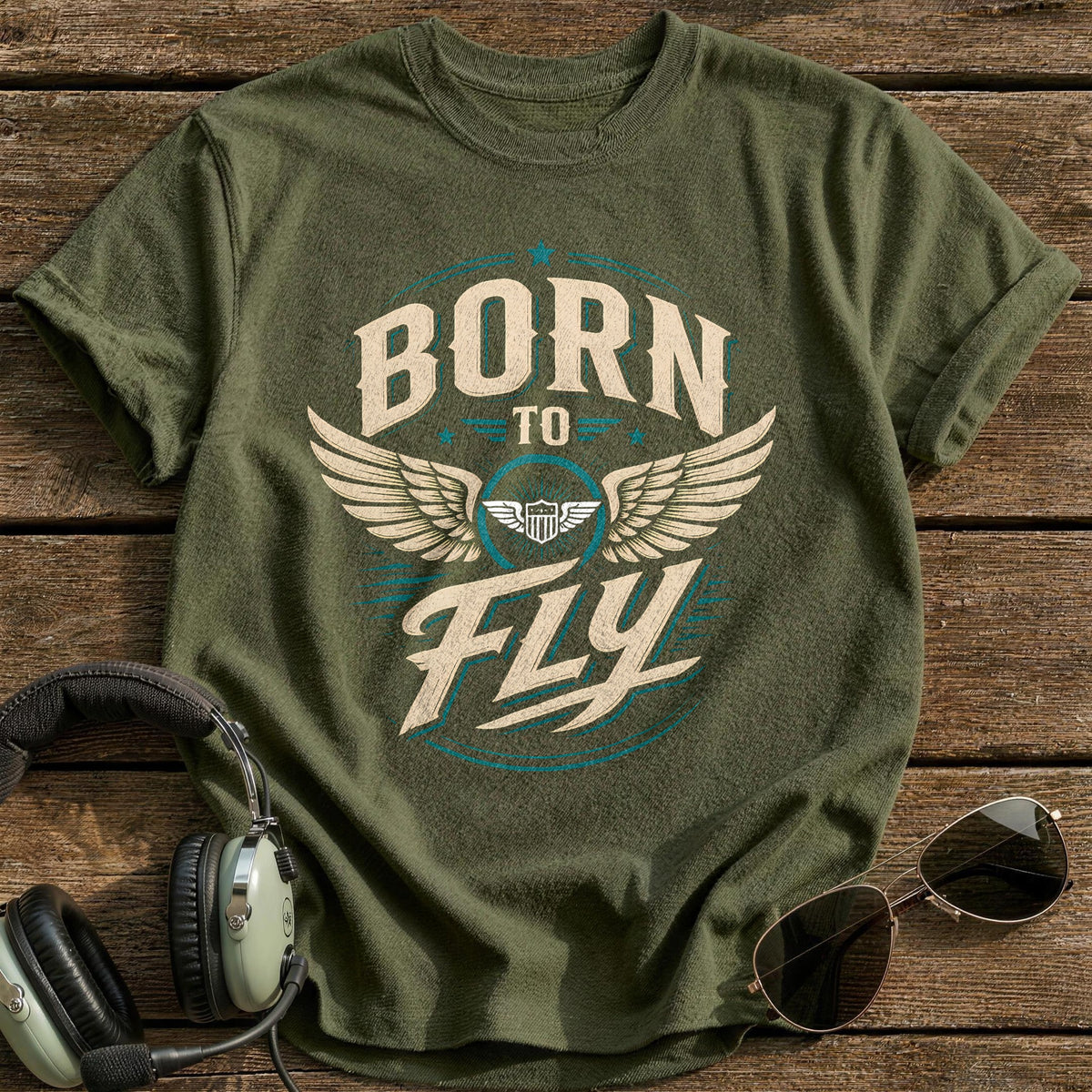 Born Airborne T-Shirt - Military Green