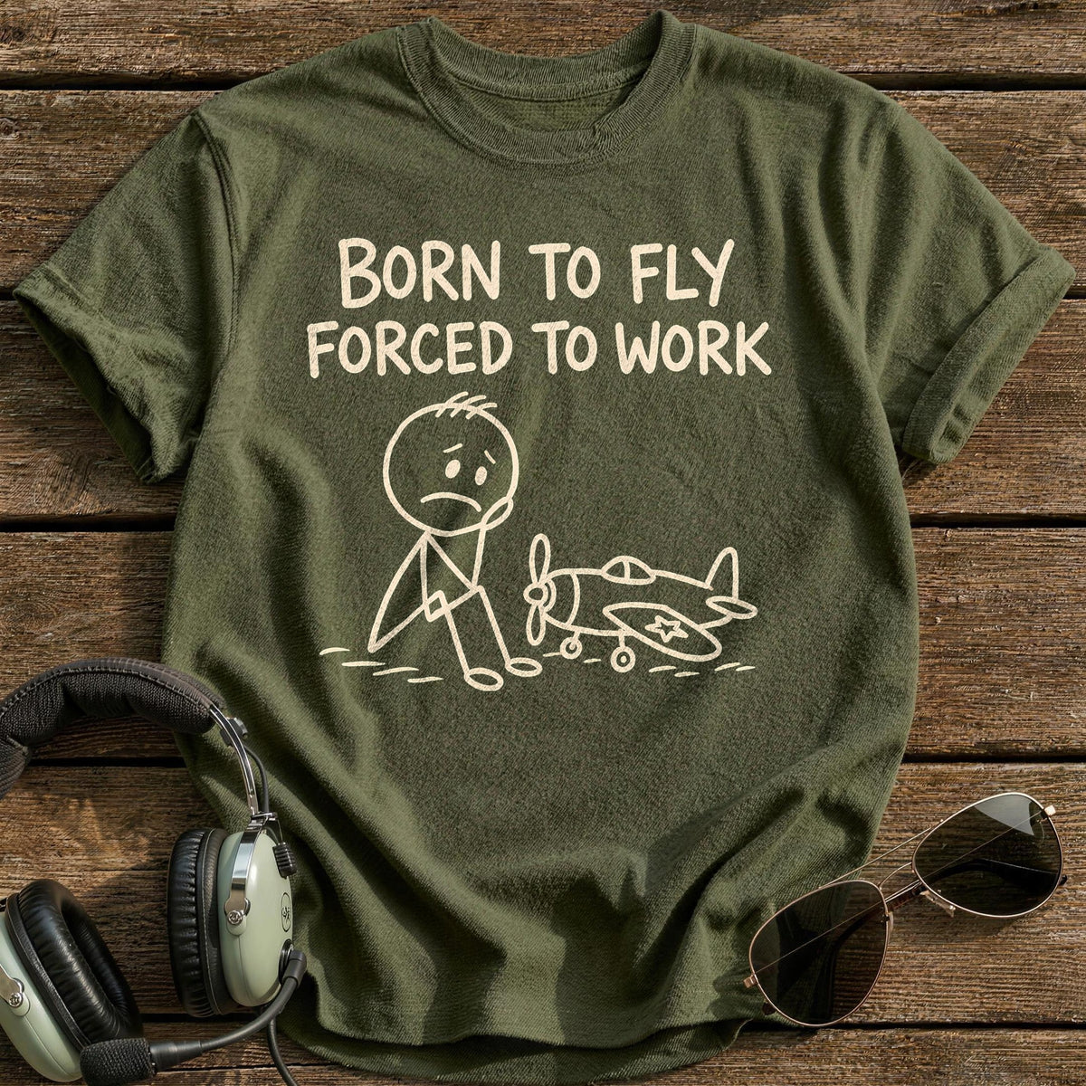 Born To Fly 33 T-Shirt - Military Green
