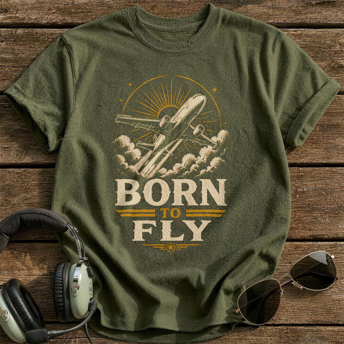 Born To Fly 88 T-Shirt - Military Green