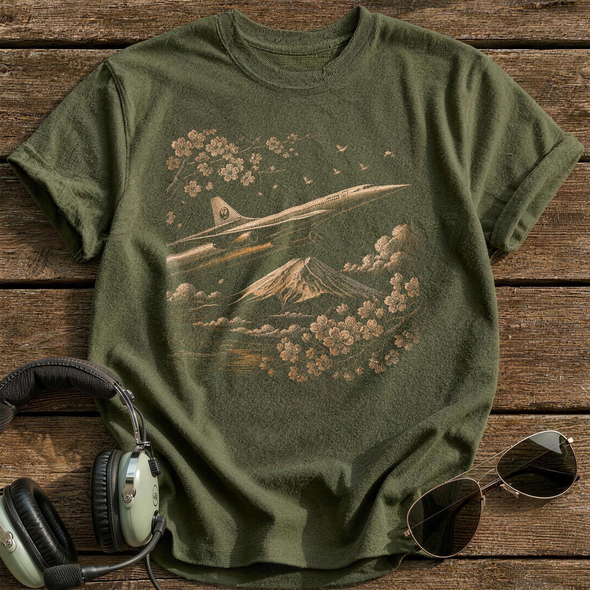 Bullet Jet & Blossom T-Shirt - Military Green