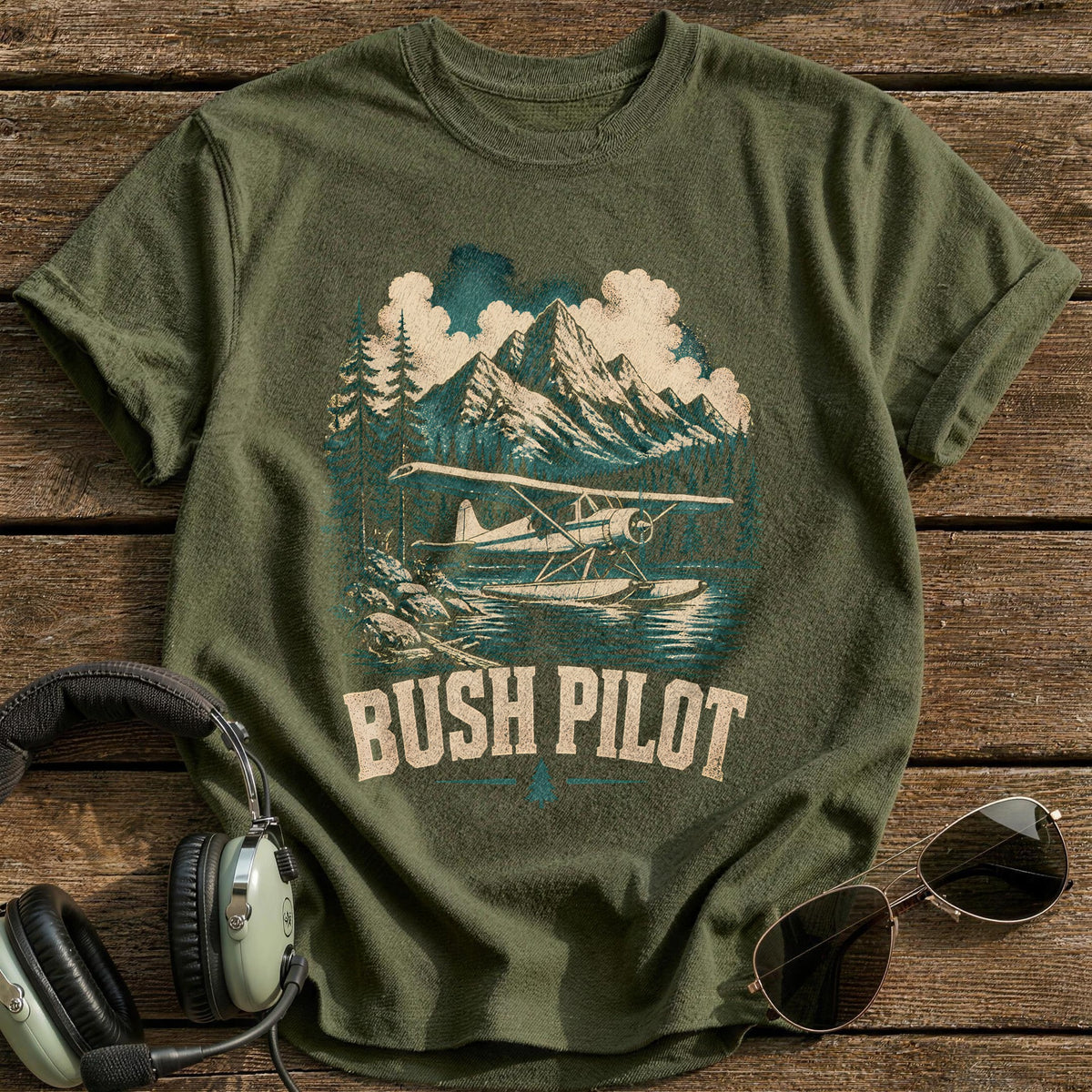 Bush Pilot Riso 24 T-Shirt - Military Green