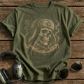 Bush Pilot Skull Ushanka T-Shirt - Military Green