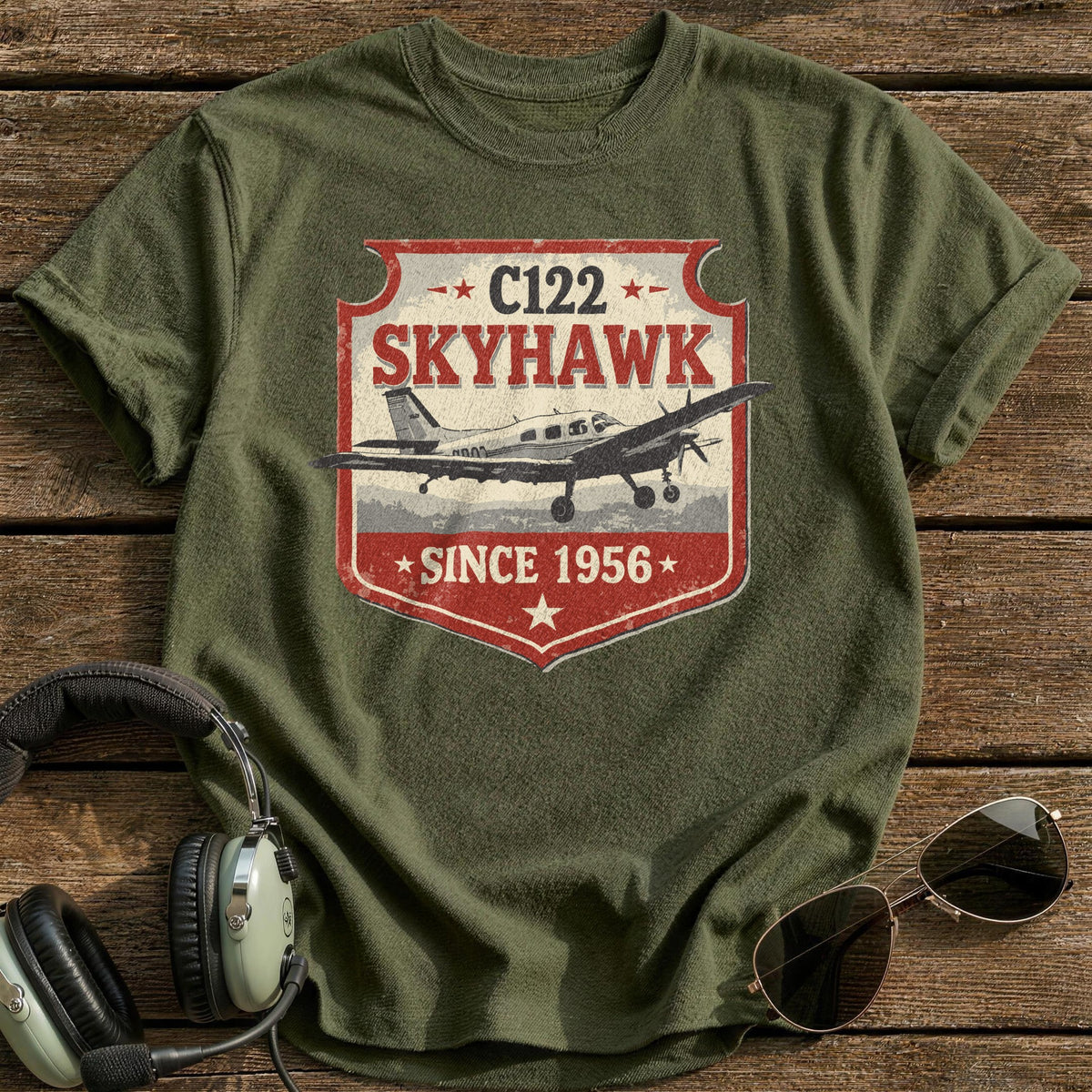 C122 Skyhawk Since 1956 T-Shirt - Military Green