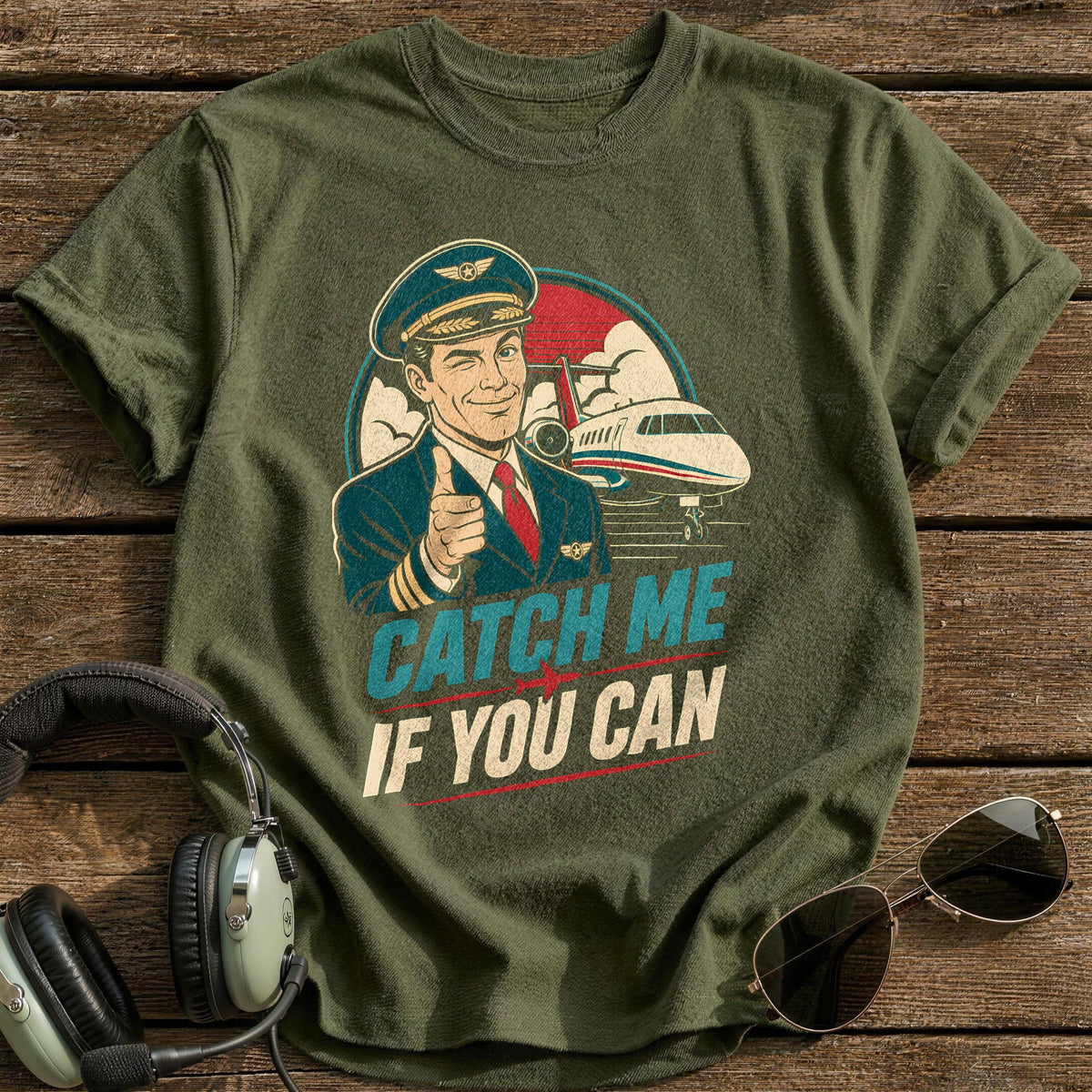 Catch Me If You Can T-Shirt - Military Green