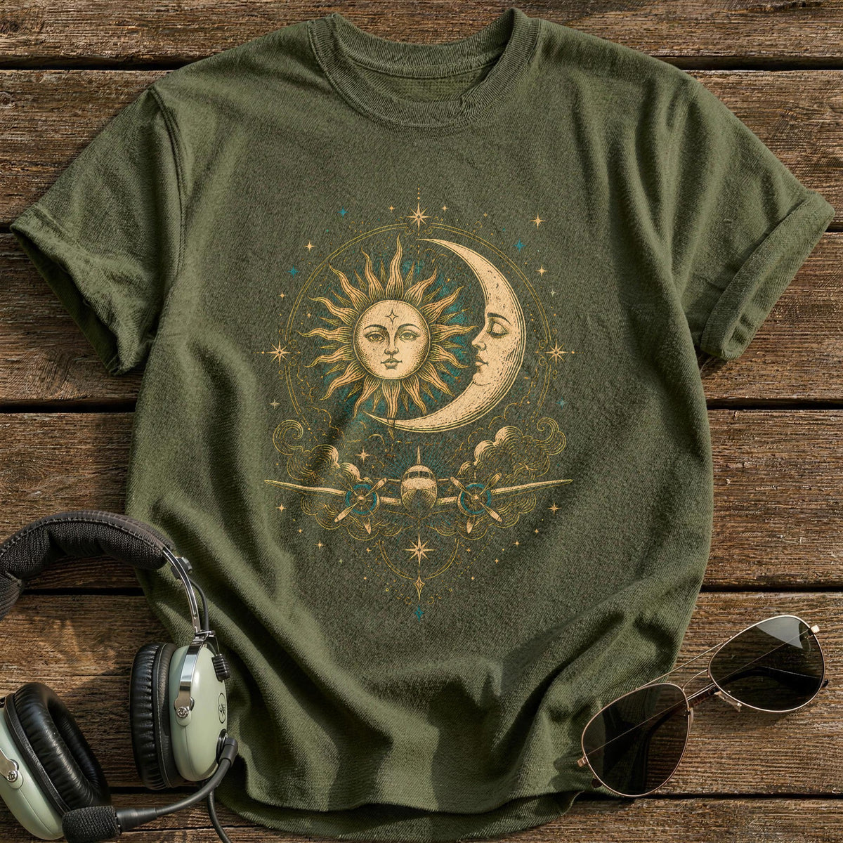 Celestial Navigation T-Shirt - Military Green