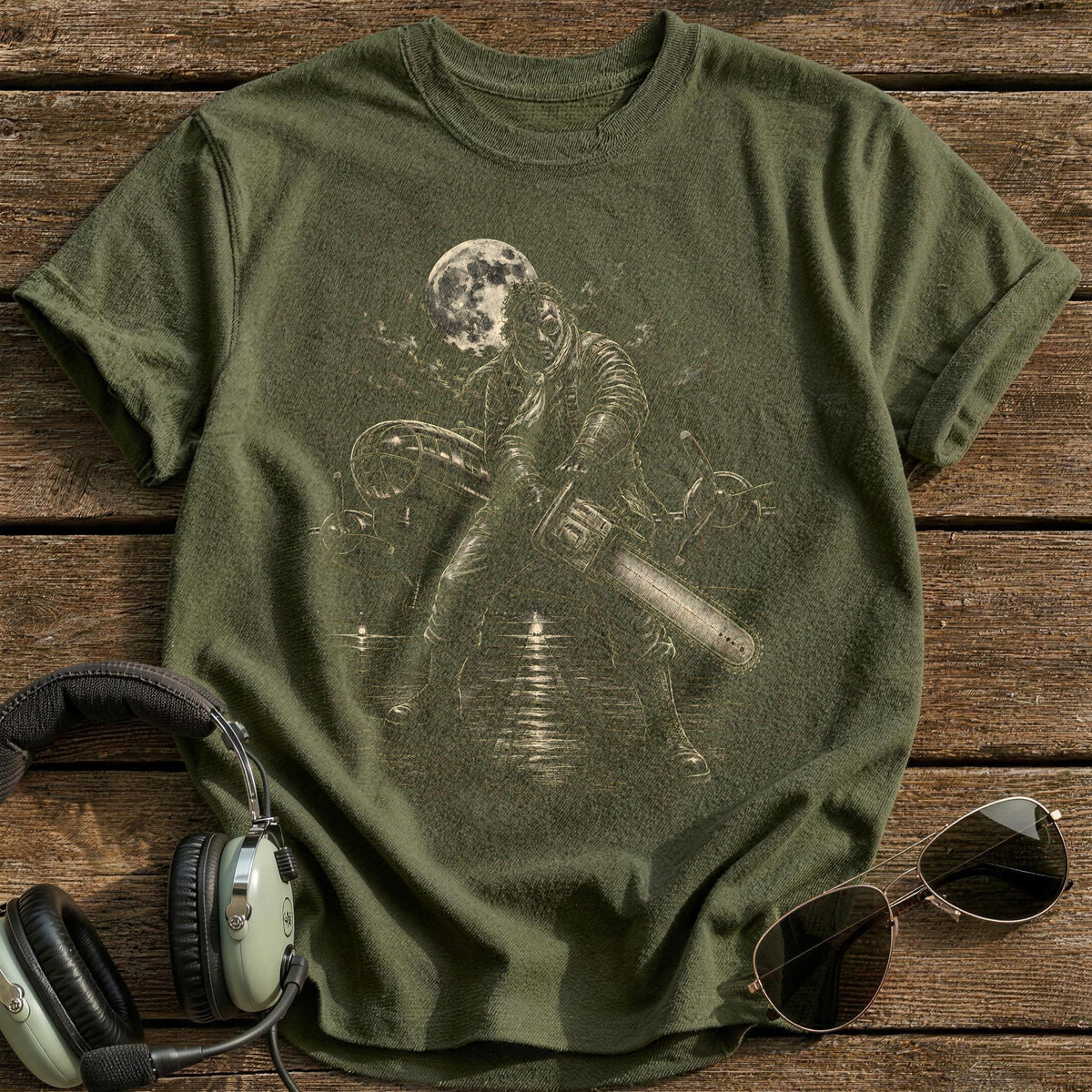 Chainsaw Scene 17 T-Shirt - Military Green
