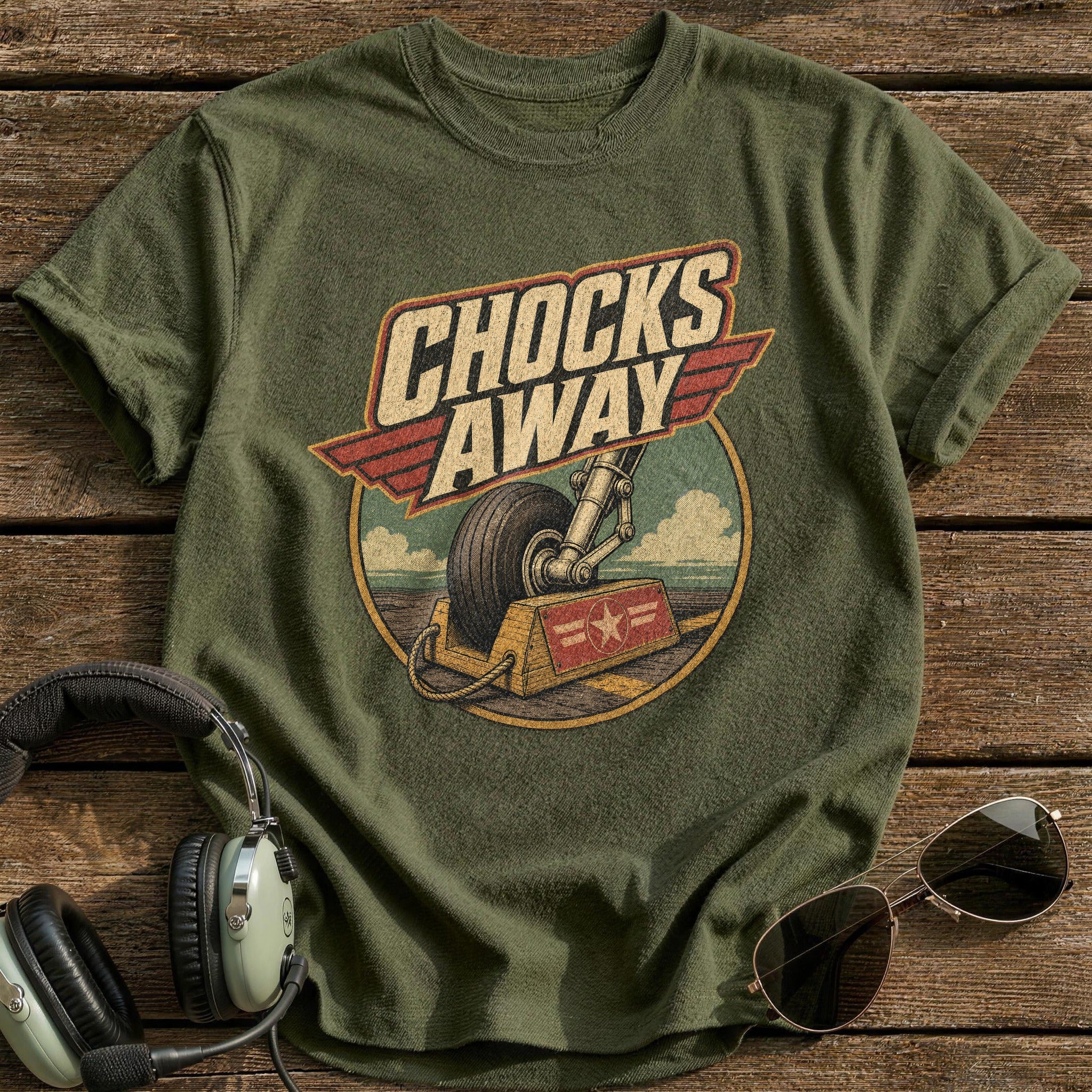 Chocks Away T-Shirt - Military Green